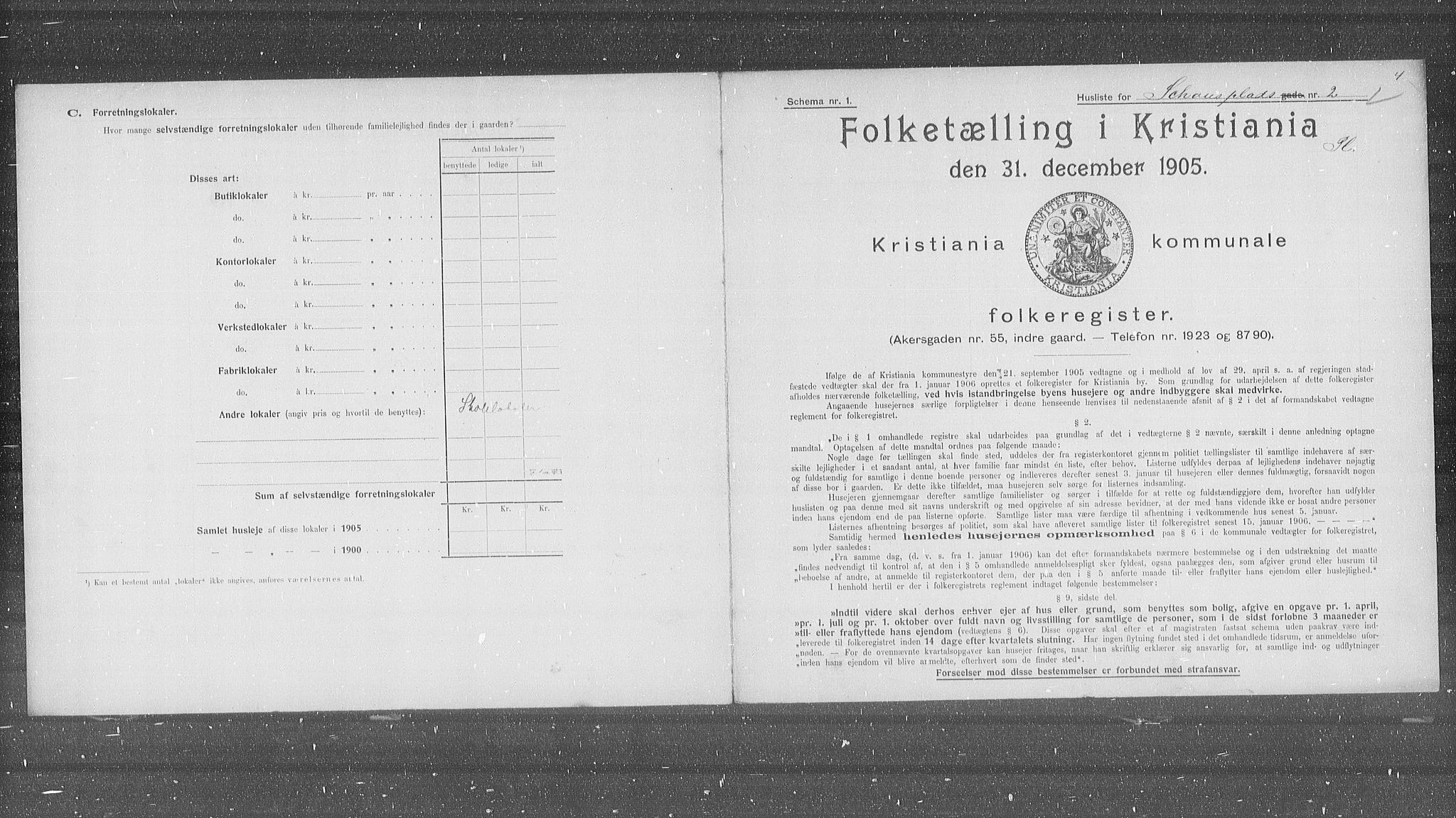 OBA, Municipal Census 1905 for Kristiania, 1905, p. 46932