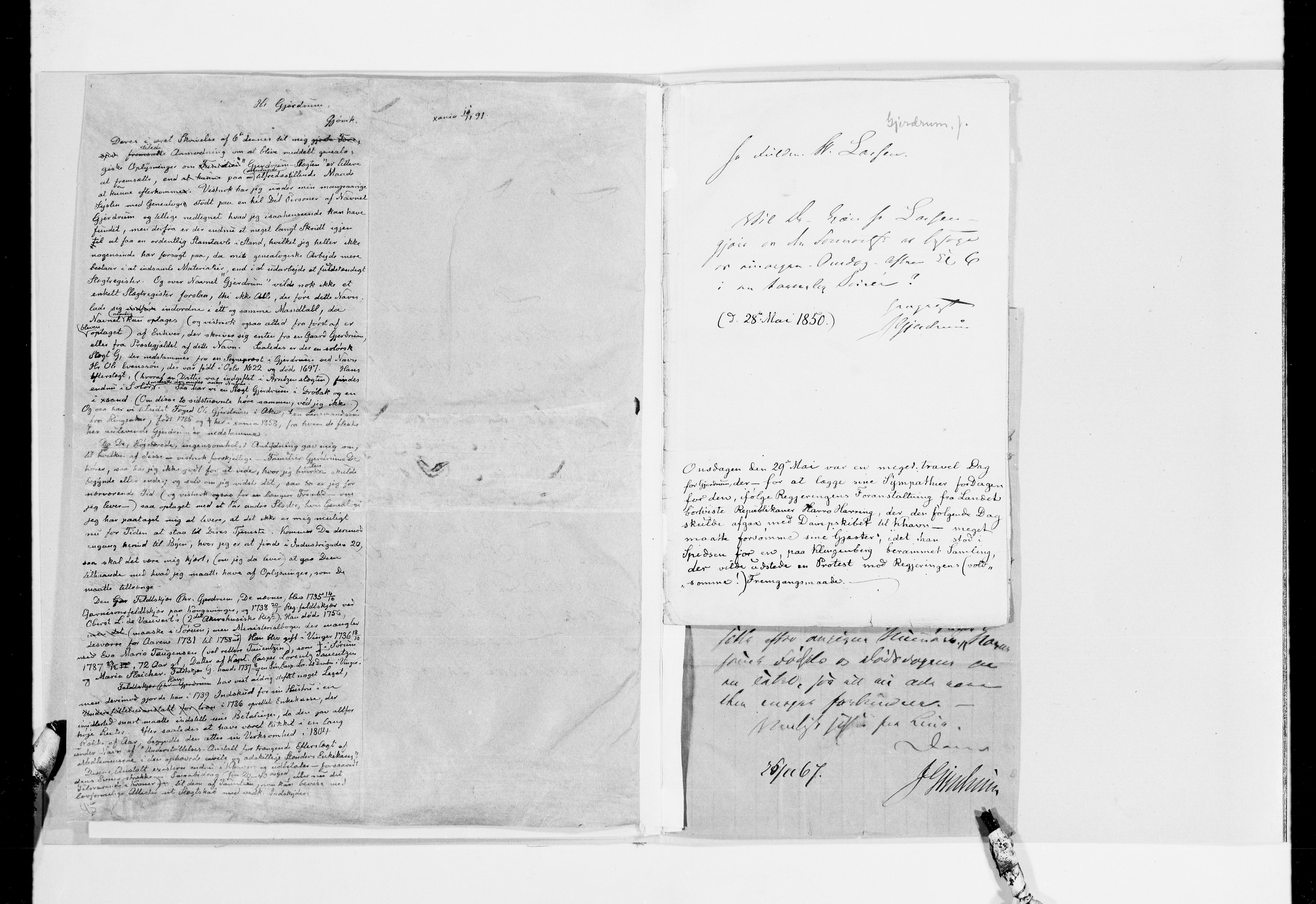 Lassens samlinger, AV/RA-PA-0051/G/L0097: Alfabetisk ordnede brev til Wilhelm Lassen: Fabritius - Grønvold, 1815-1907, p. 141