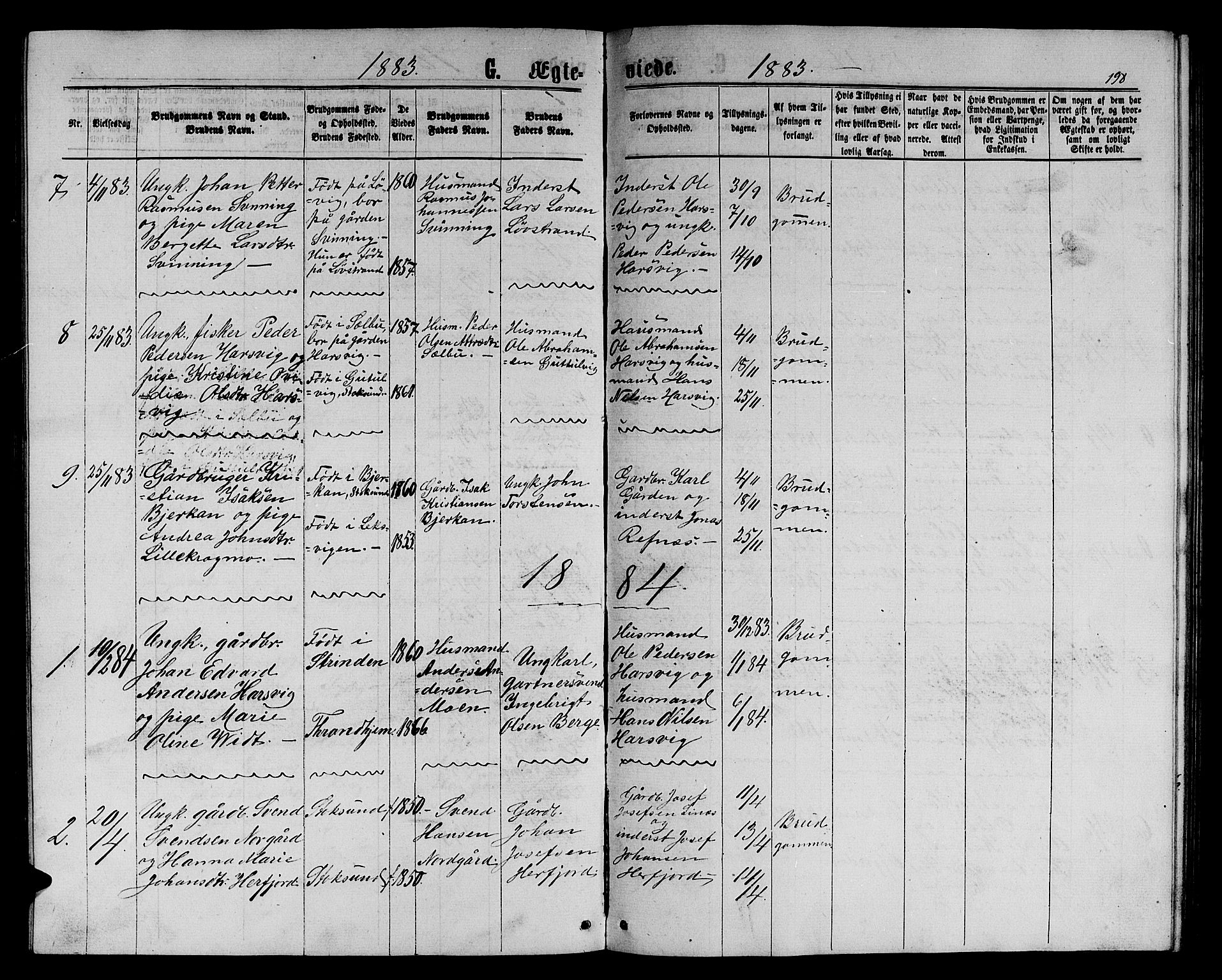 Ministerialprotokoller, klokkerbøker og fødselsregistre - Sør-Trøndelag, SAT/A-1456/656/L0695: Parish register (copy) no. 656C01, 1867-1889, p. 198