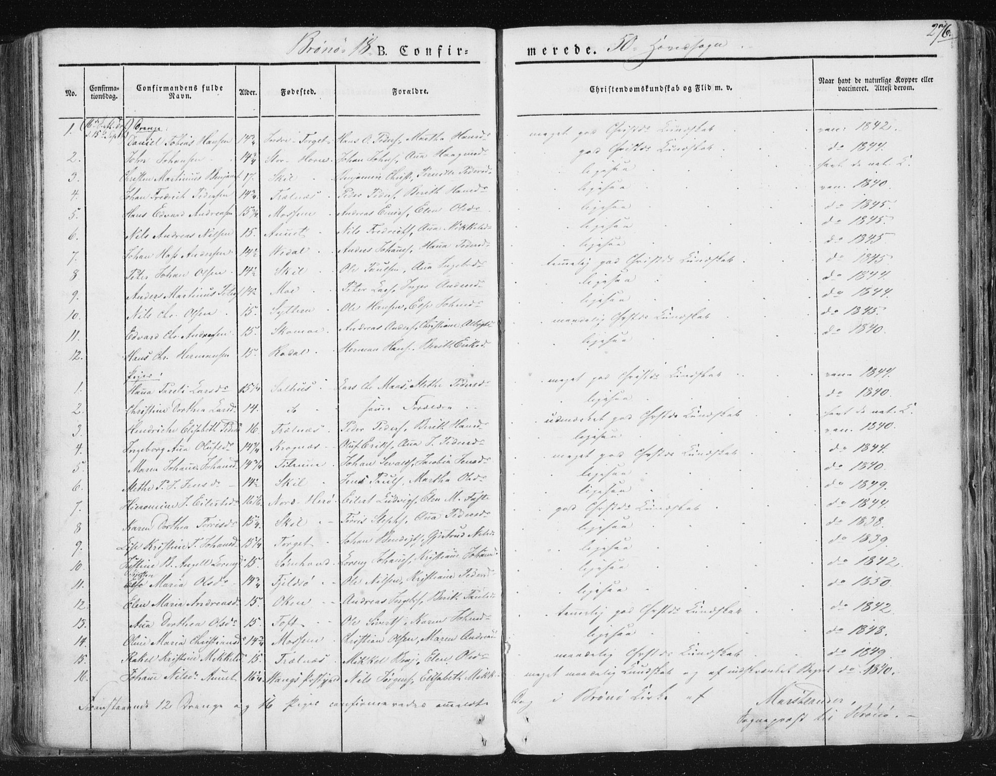 Ministerialprotokoller, klokkerbøker og fødselsregistre - Nordland, SAT/A-1459/813/L0198: Parish register (official) no. 813A08, 1834-1874, p. 276