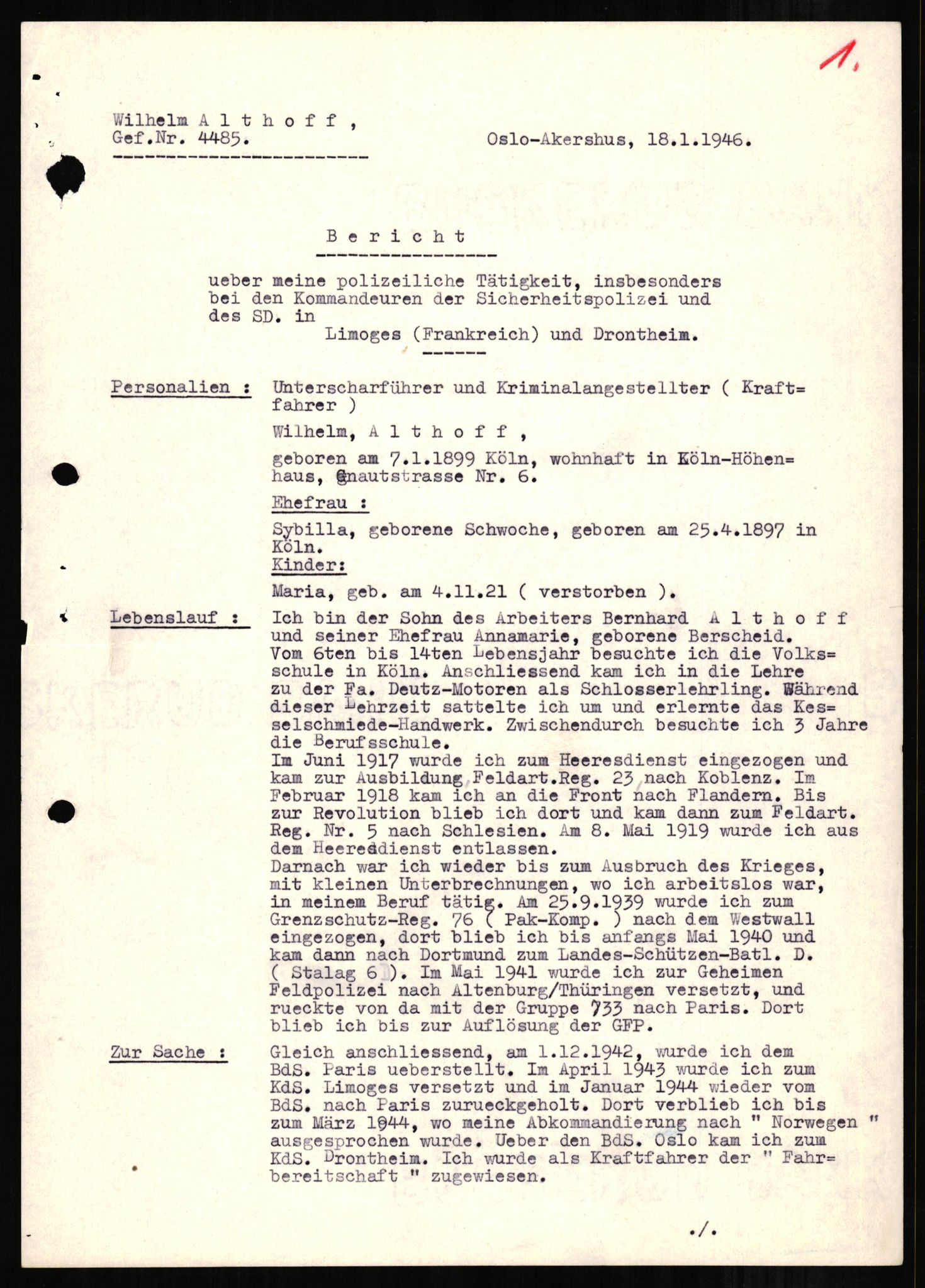 Forsvaret, Forsvarets overkommando II, RA/RAFA-3915/D/Db/L0001: CI Questionaires. Tyske okkupasjonsstyrker i Norge. Tyskere., 1945-1946, p. 175