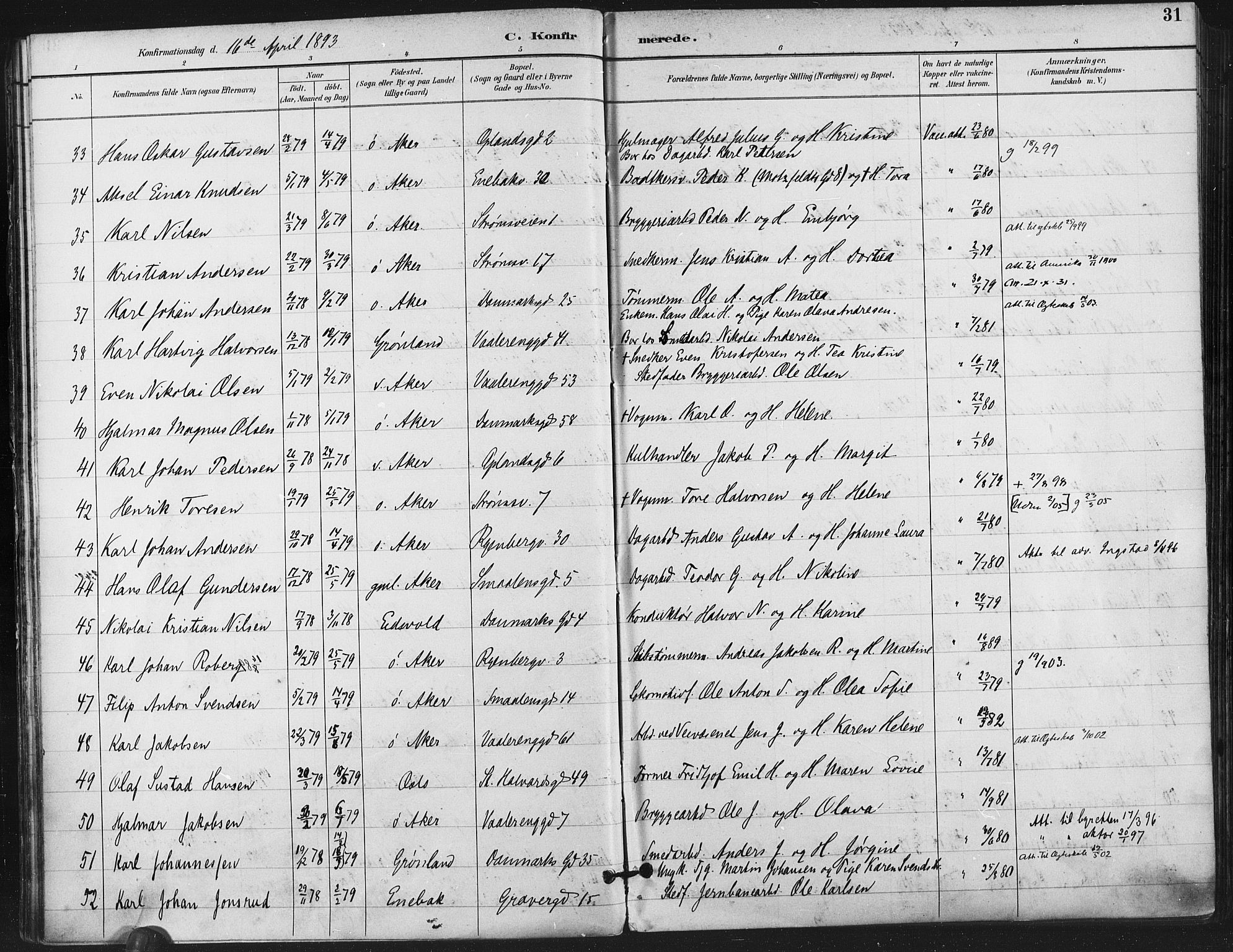 Gamlebyen prestekontor Kirkebøker, AV/SAO-A-10884/F/Fa/L0008: Parish register (official) no. 8, 1891-1908, p. 31