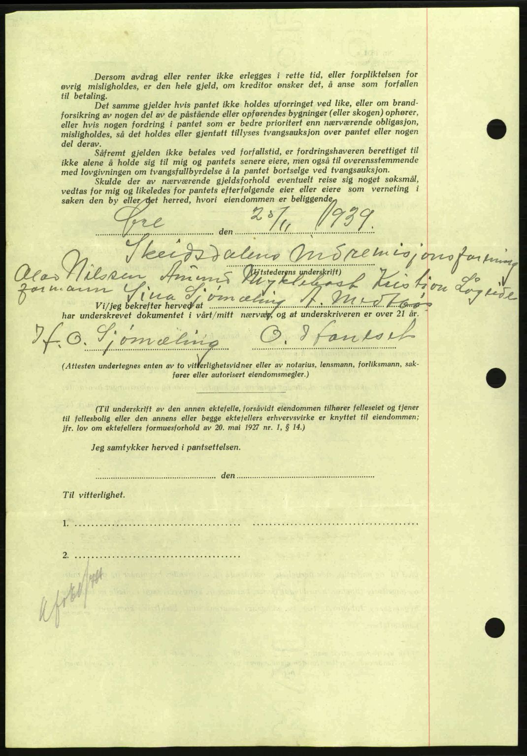 Nordmøre sorenskriveri, AV/SAT-A-4132/1/2/2Ca: Mortgage book no. B86, 1939-1940, Diary no: : 3462/1939