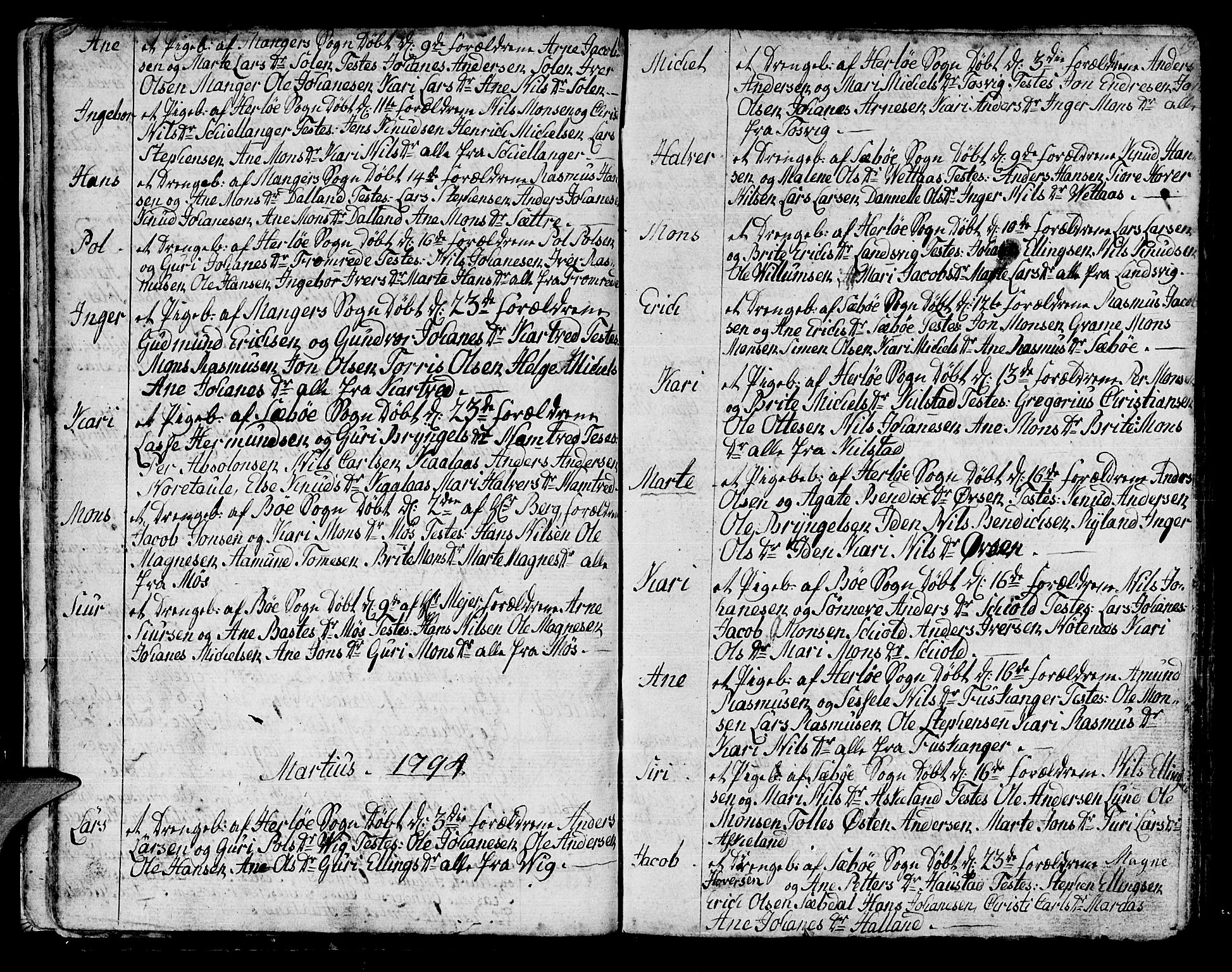 Manger sokneprestembete, SAB/A-76801/H/Haa: Parish register (official) no. A 2, 1792-1815, p. 19