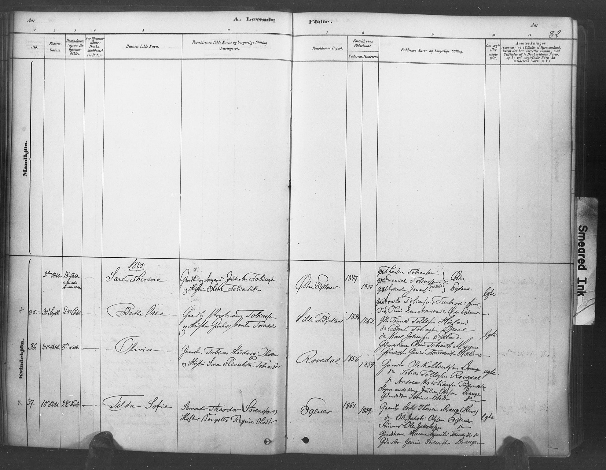 Lyngdal sokneprestkontor, AV/SAK-1111-0029/F/Fa/Fac/L0011: Parish register (official) no. A 11, 1878-1893, p. 82