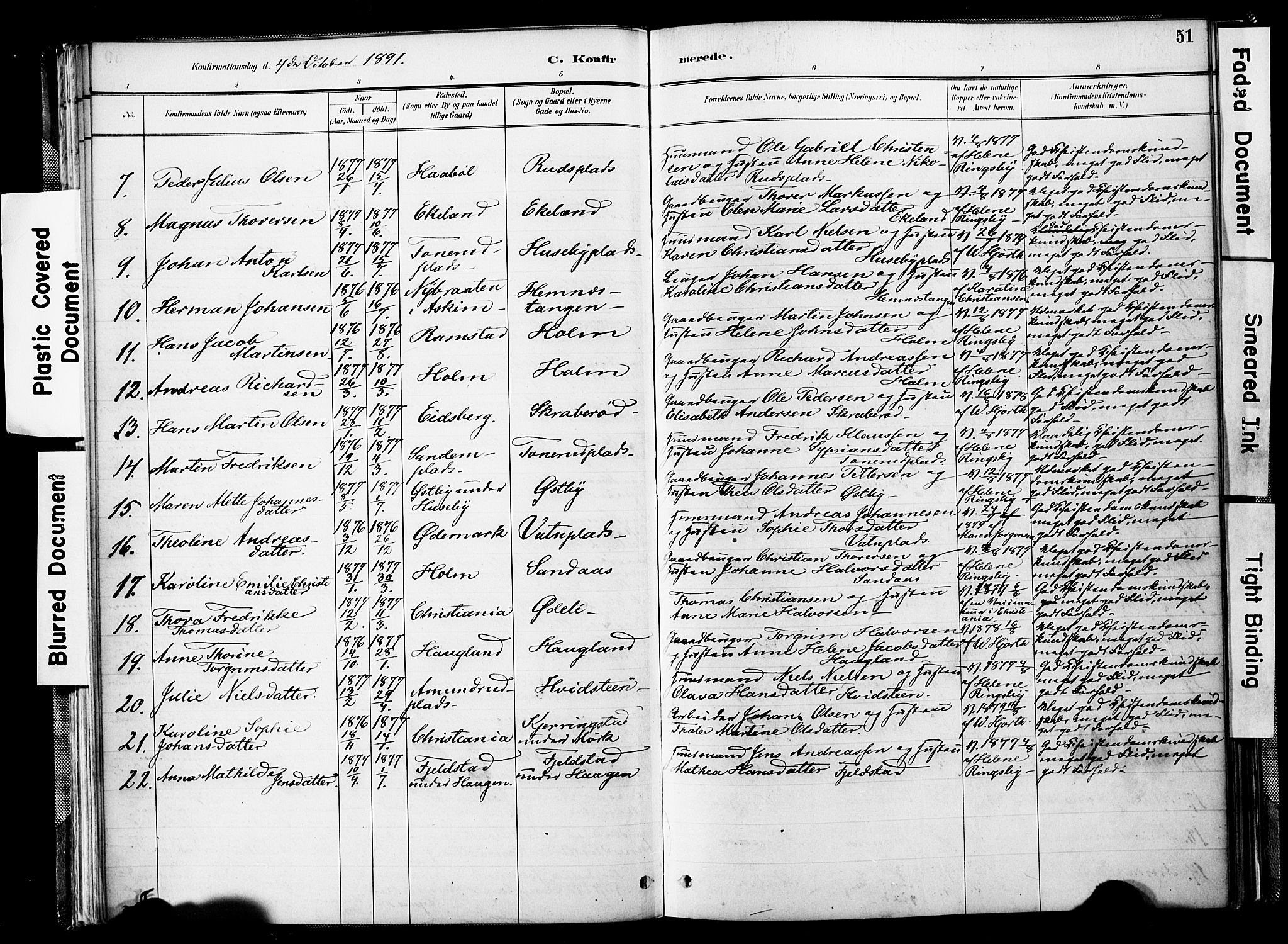 Spydeberg prestekontor Kirkebøker, SAO/A-10924/F/Fb/L0001: Parish register (official) no. II 1, 1886-1907, p. 51