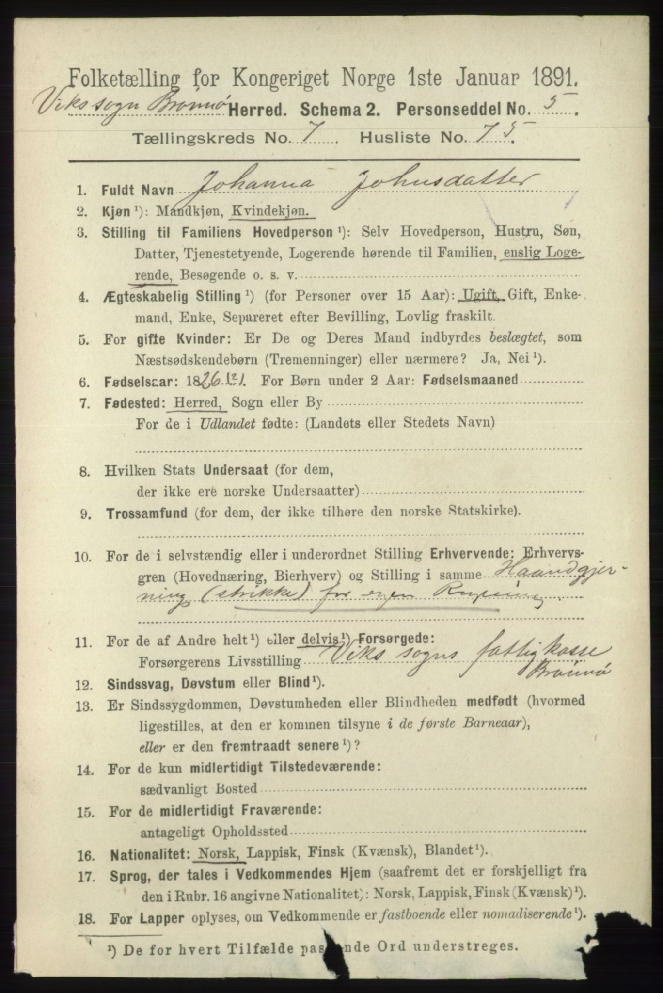 RA, 1891 census for 1814 Brønnøy, 1891, p. 4263