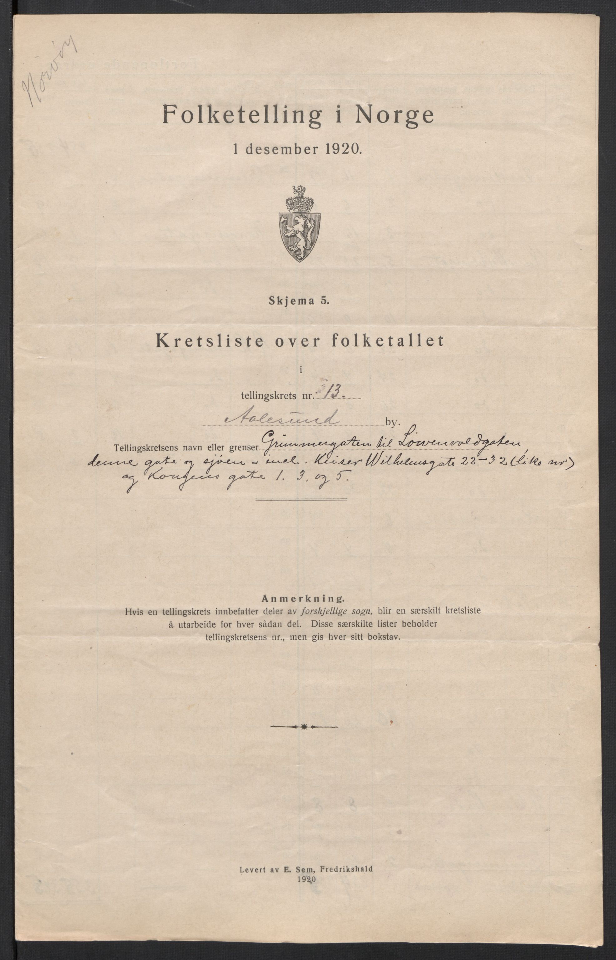 SAT, 1920 census for Ålesund, 1920, p. 42