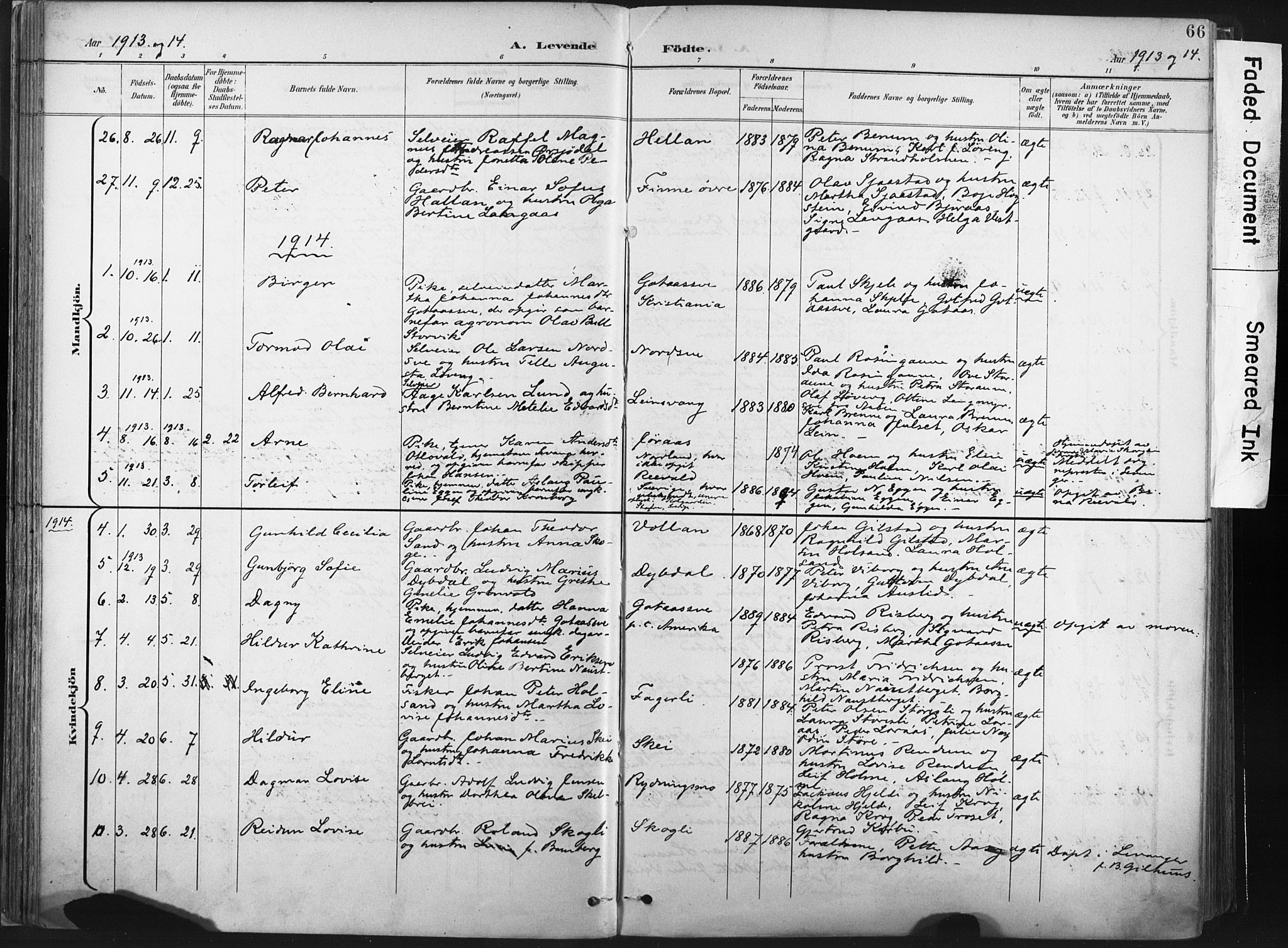 Ministerialprotokoller, klokkerbøker og fødselsregistre - Nord-Trøndelag, SAT/A-1458/717/L0162: Parish register (official) no. 717A12, 1898-1923, p. 66
