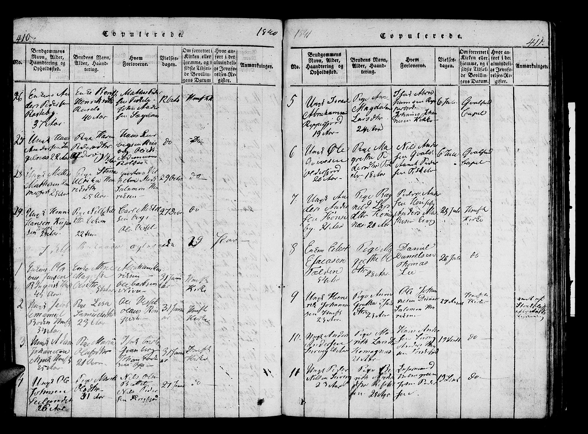 Hammerfest sokneprestkontor, SATØ/S-1347/H/Ha/L0003.kirke: Parish register (official) no. 3, 1821-1842, p. 410-411
