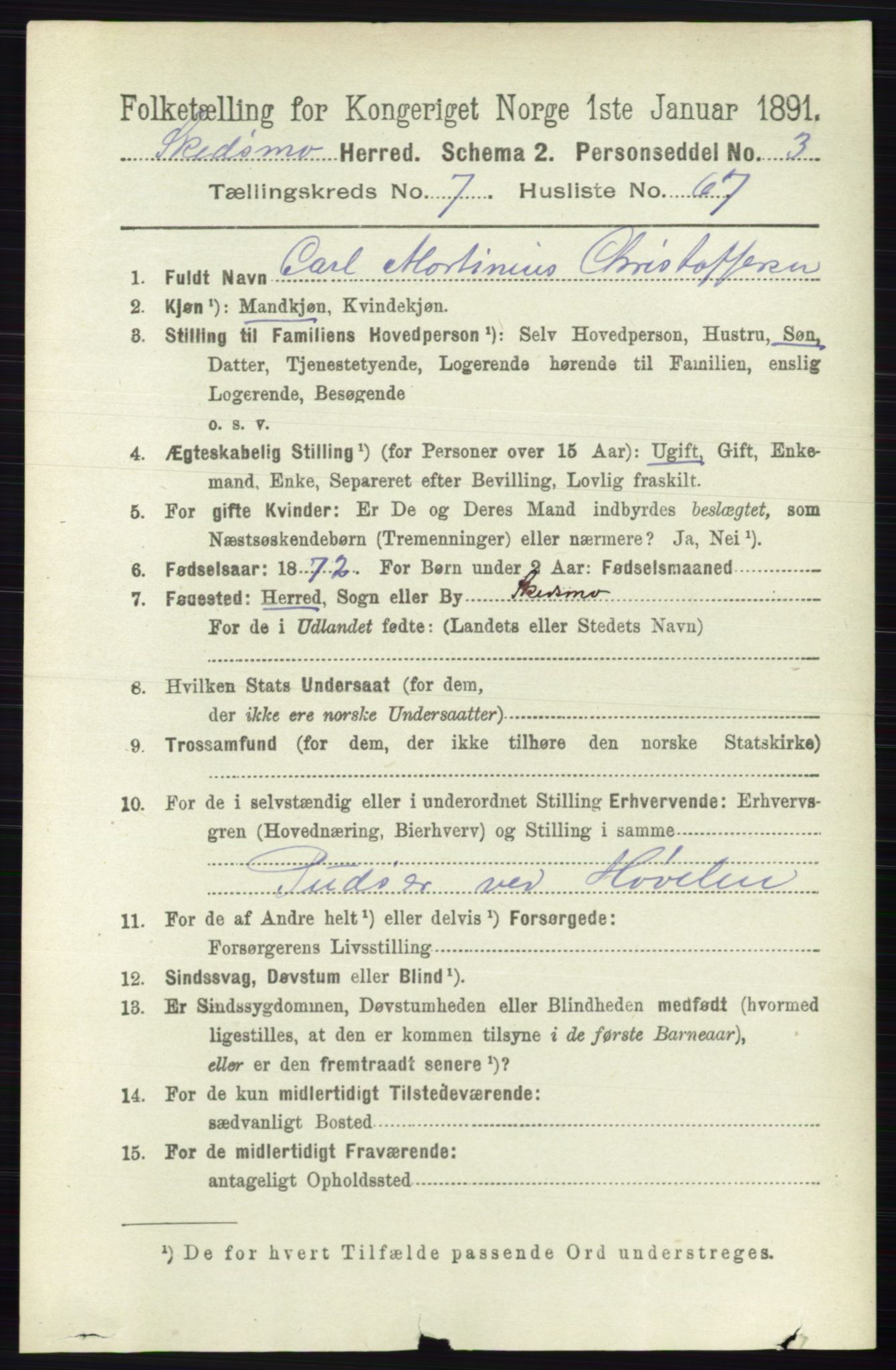 RA, 1891 census for 0231 Skedsmo, 1891, p. 3807
