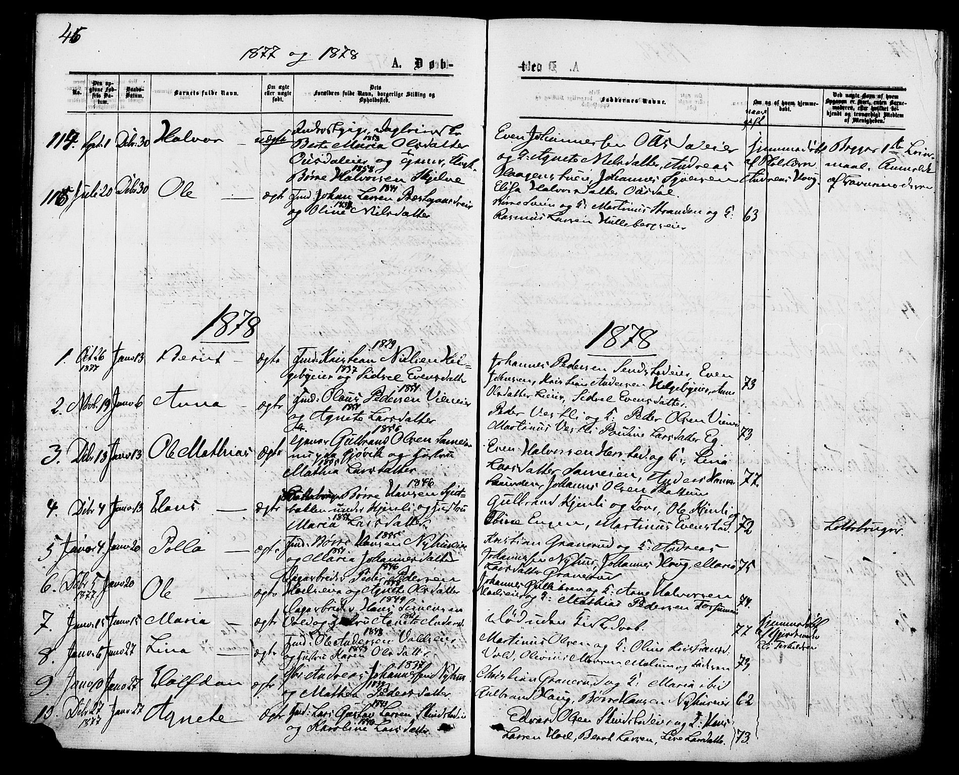 Nes prestekontor, Hedmark, AV/SAH-PREST-020/K/Ka/L0005: Parish register (official) no. 5, 1872-1886, p. 46