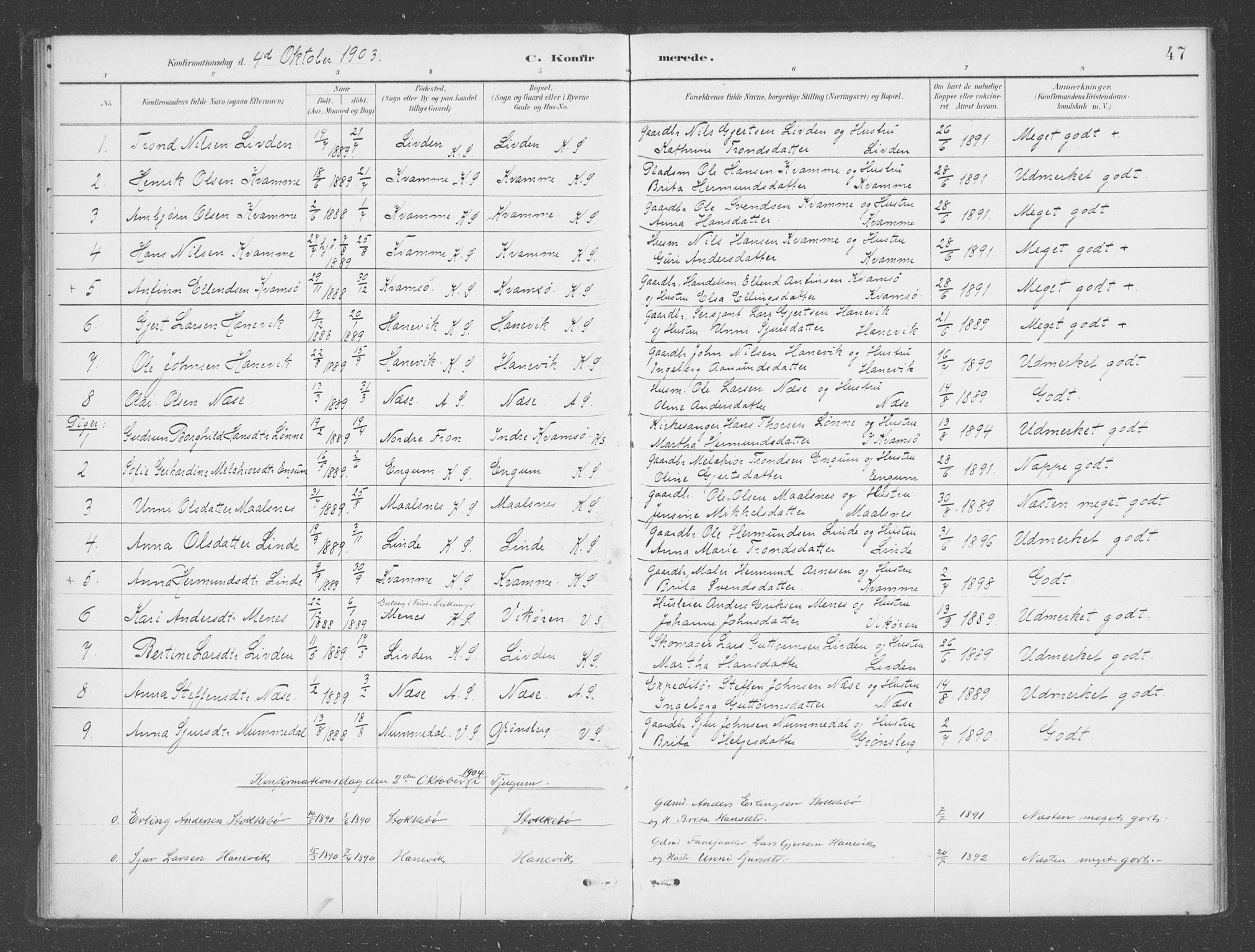 Balestrand sokneprestembete, SAB/A-79601: Parish register (official) no. D  2, 1891-1907, p. 47