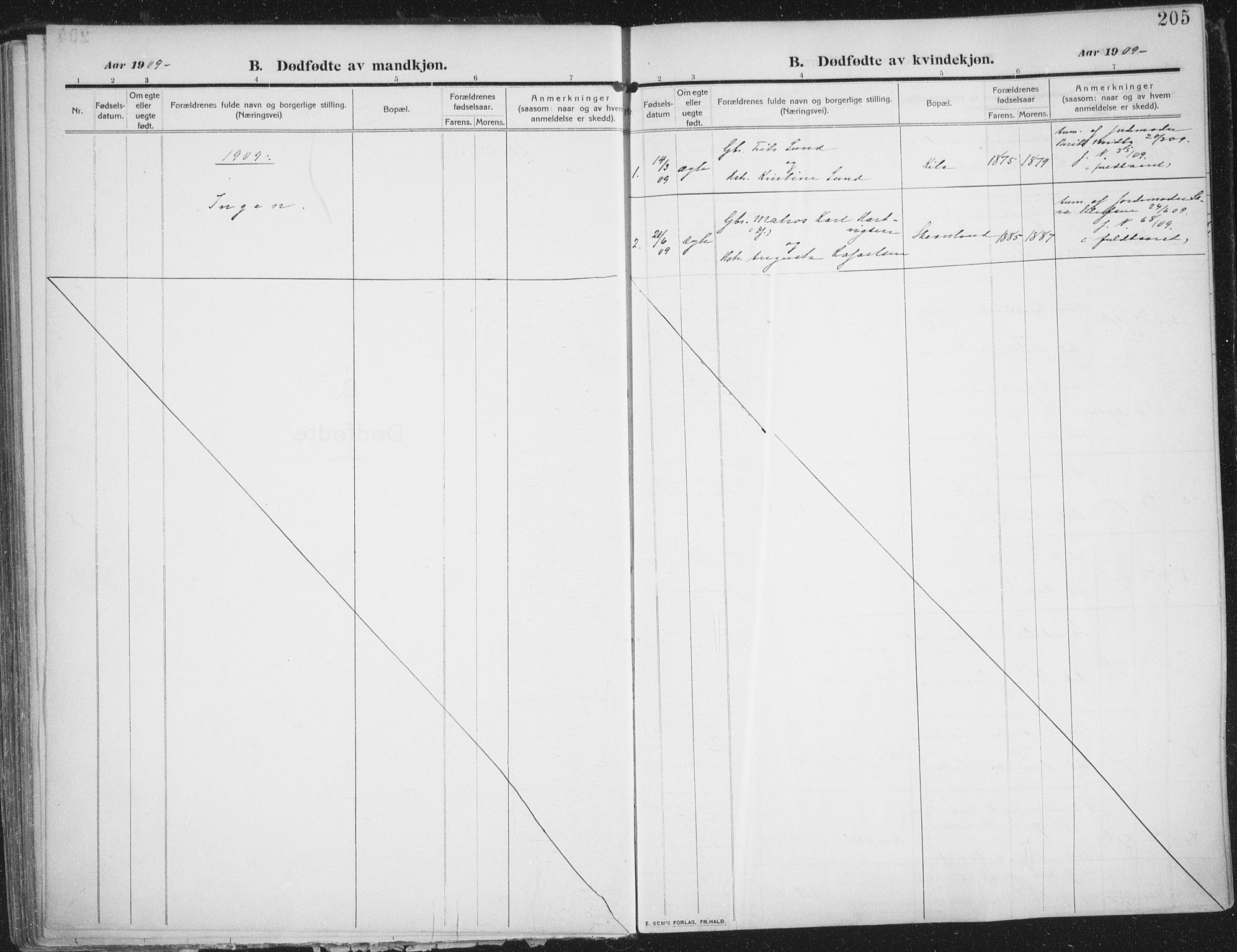 Trondenes sokneprestkontor, SATØ/S-1319/H/Ha/L0018kirke: Parish register (official) no. 18, 1909-1918, p. 205