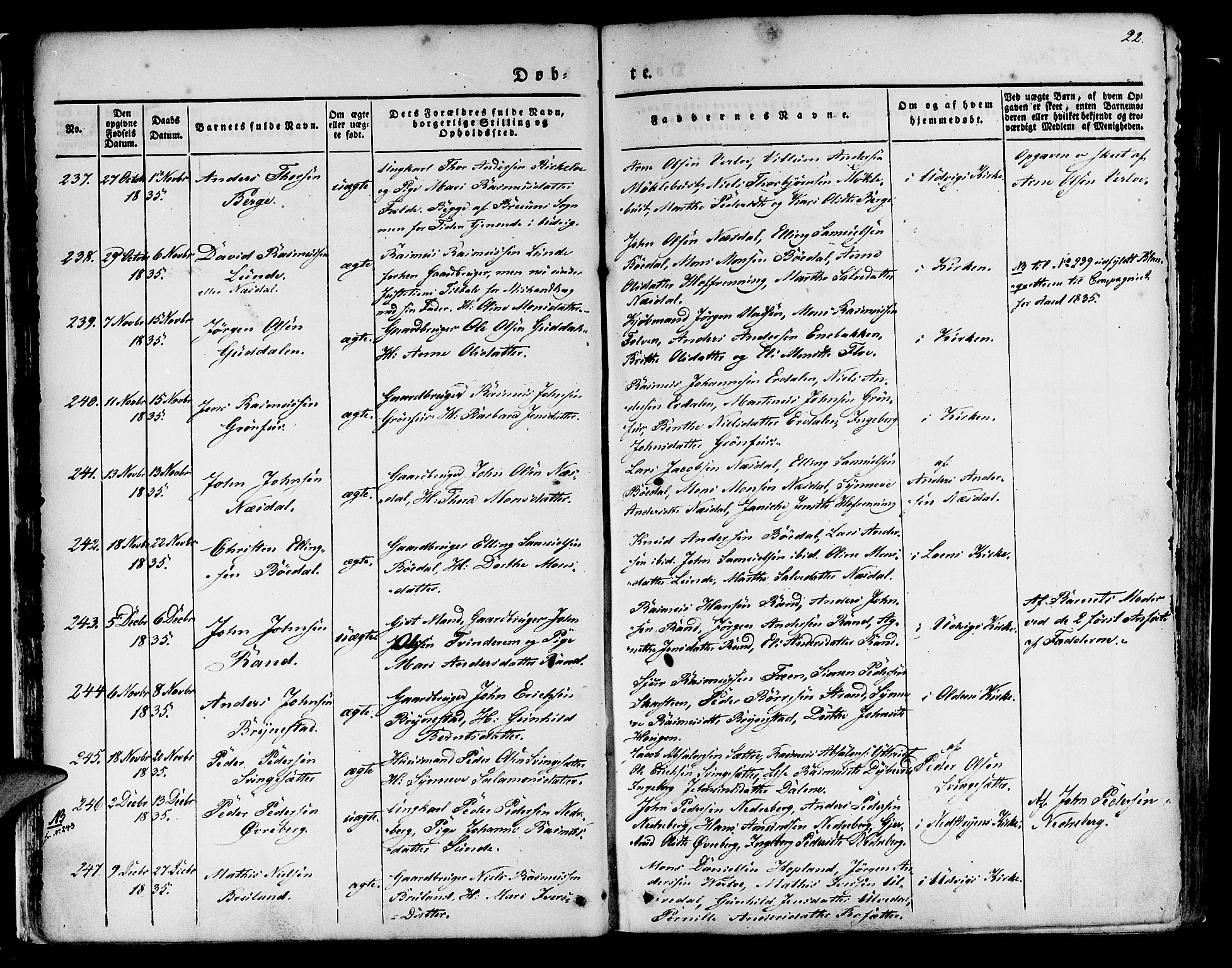Innvik sokneprestembete, SAB/A-80501: Parish register (official) no. A 4I, 1831-1846, p. 22