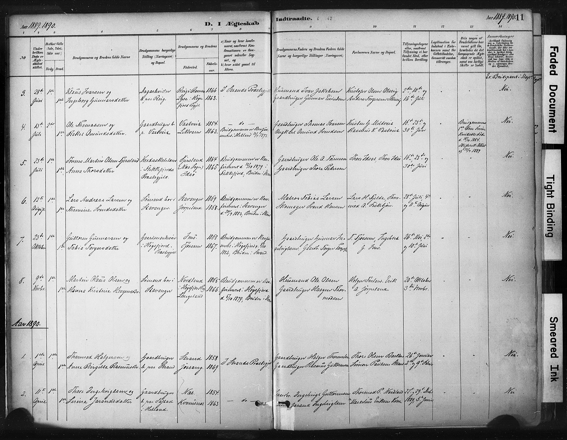 Strand sokneprestkontor, SAST/A-101828/H/Ha/Haa/L0010: Parish register (official) no. A 10, 1882-1929, p. 11
