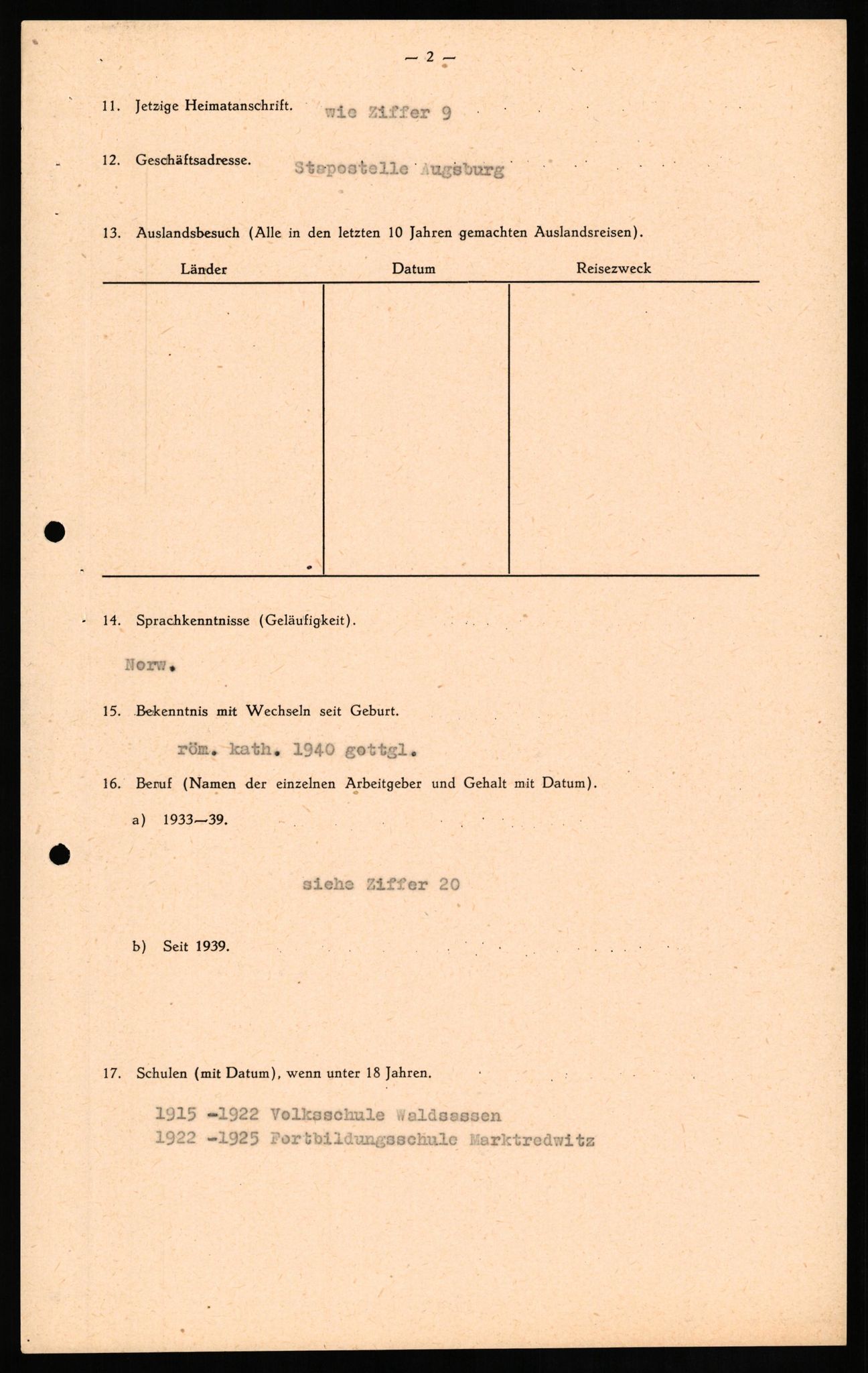 Forsvaret, Forsvarets overkommando II, AV/RA-RAFA-3915/D/Db/L0017: CI Questionaires. Tyske okkupasjonsstyrker i Norge. Tyskere., 1945-1946, p. 65