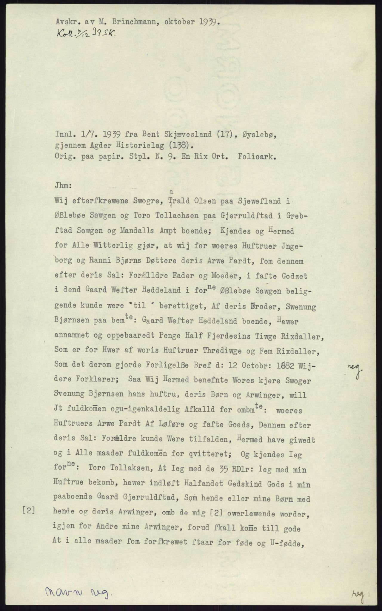 Samlinger til kildeutgivelse, Diplomavskriftsamlingen, RA/EA-4053/H/Ha, p. 2829