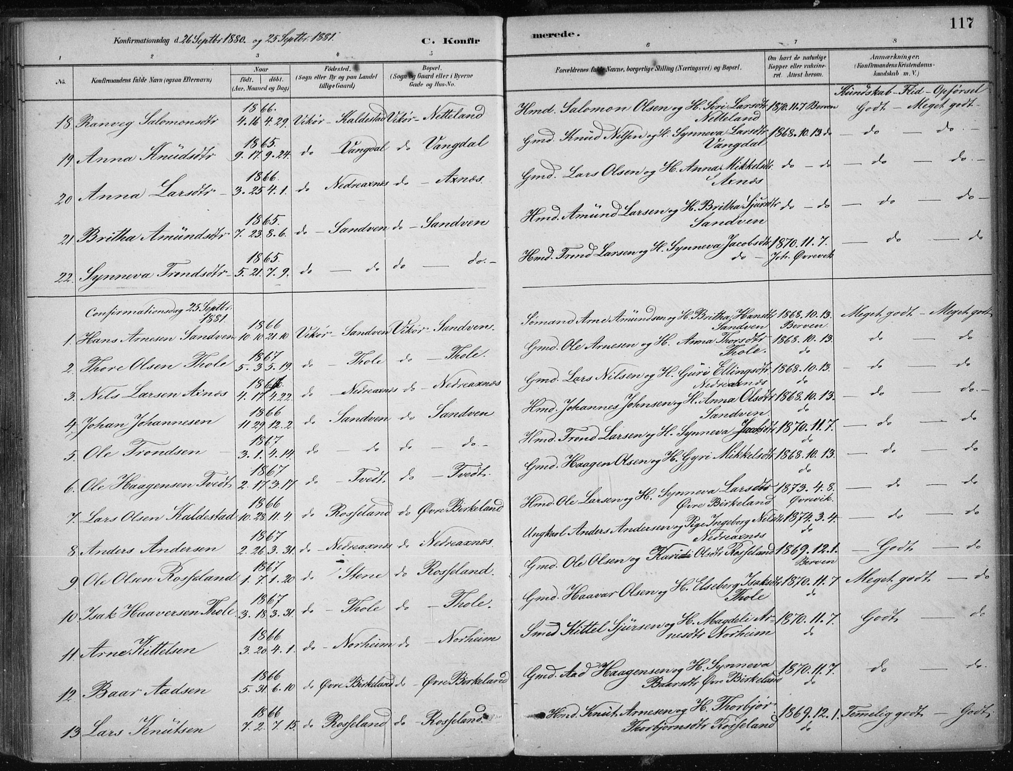Kvam sokneprestembete, SAB/A-76201/H/Haa: Parish register (official) no. B  1, 1880-1908, p. 117