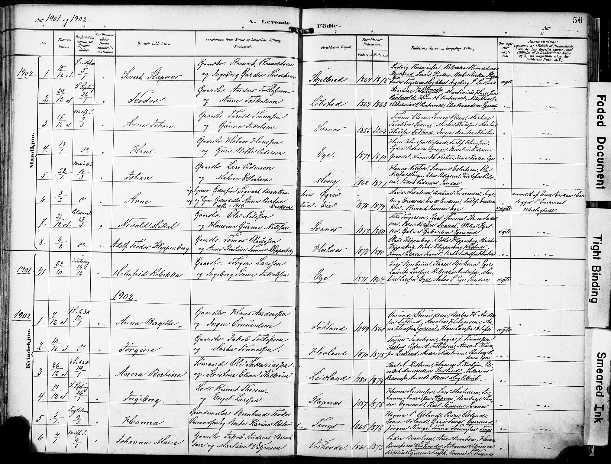 Eigersund sokneprestkontor, SAST/A-101807/S08/L0018: Parish register (official) no. A 17, 1892-1905, p. 56