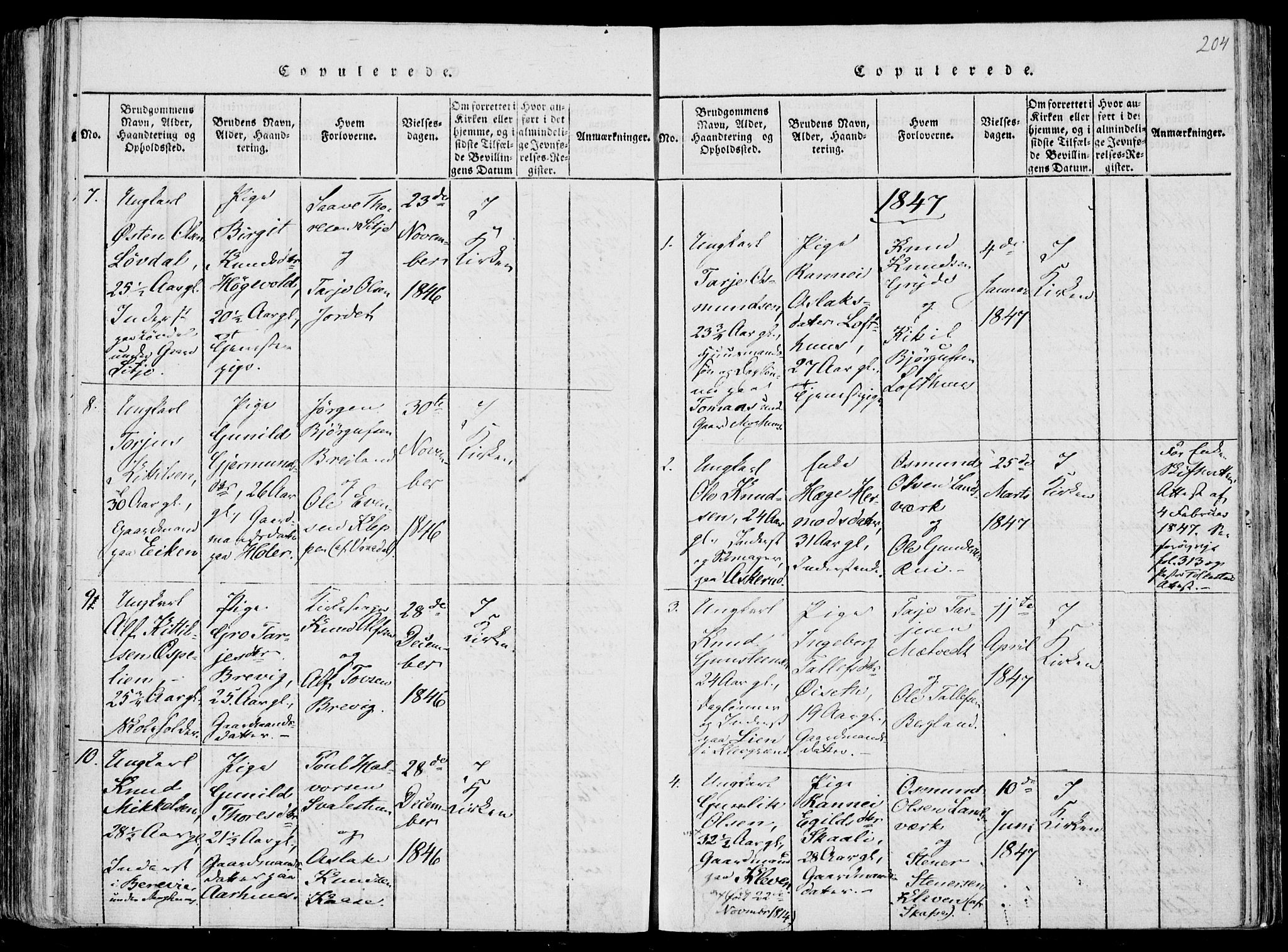 Fyresdal kirkebøker, SAKO/A-263/F/Fa/L0004: Parish register (official) no. I 4, 1815-1854, p. 204