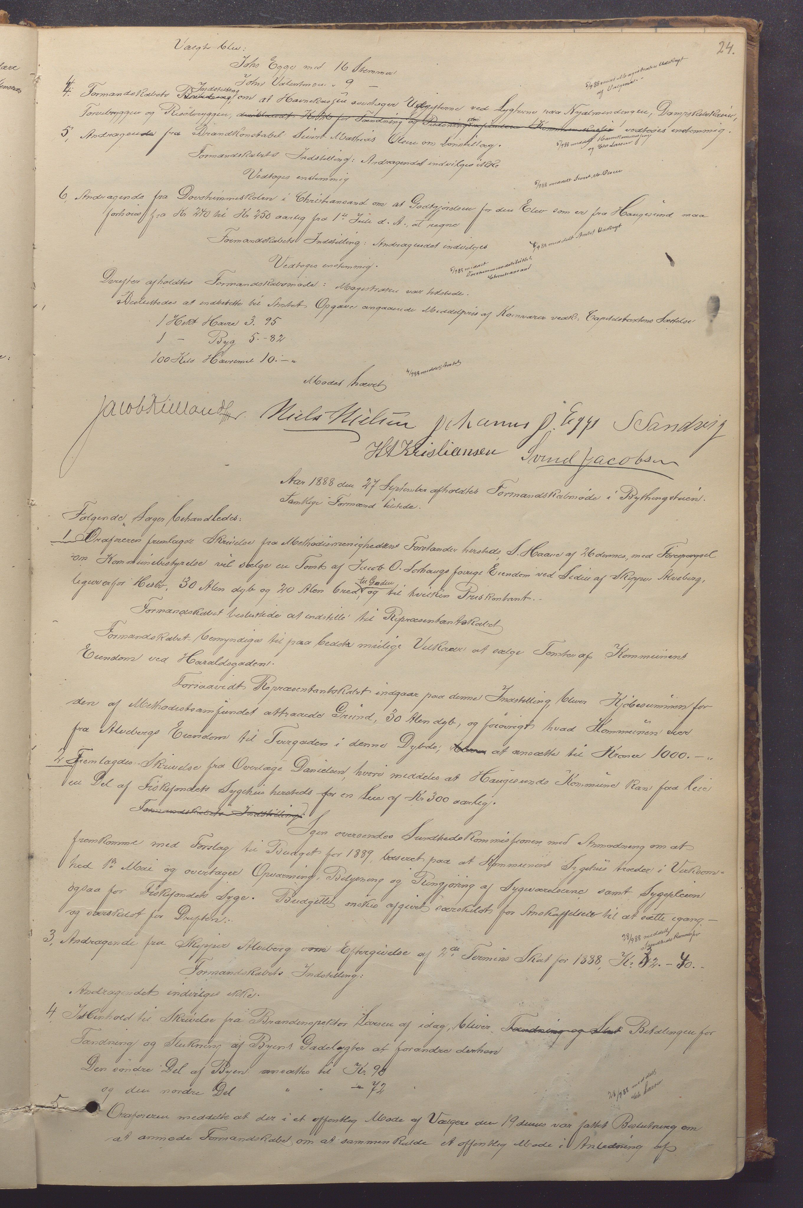 Haugesund kommune - Formannskapet, IKAR/X-0001/A/L0005: Møtebok, 1887-1895, p. 24a