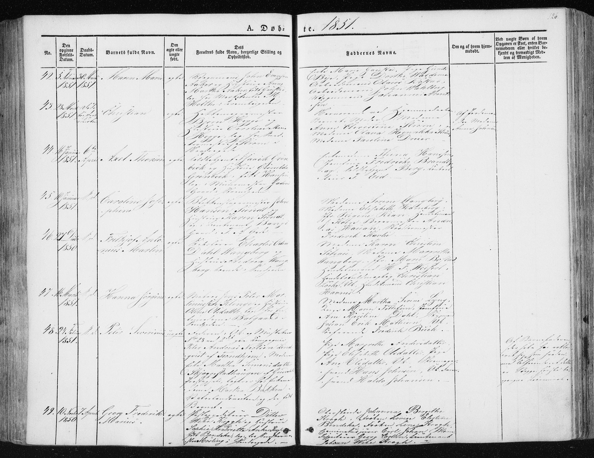 Ministerialprotokoller, klokkerbøker og fødselsregistre - Sør-Trøndelag, AV/SAT-A-1456/602/L0110: Parish register (official) no. 602A08, 1840-1854, p. 126