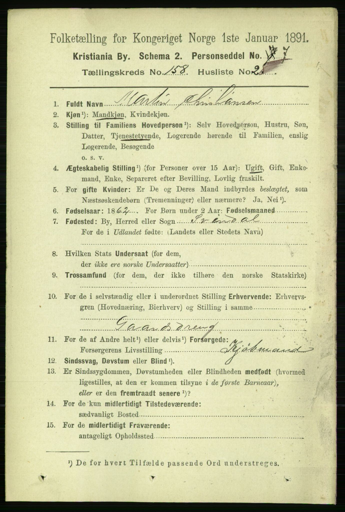 RA, 1891 census for 0301 Kristiania, 1891, p. 89663