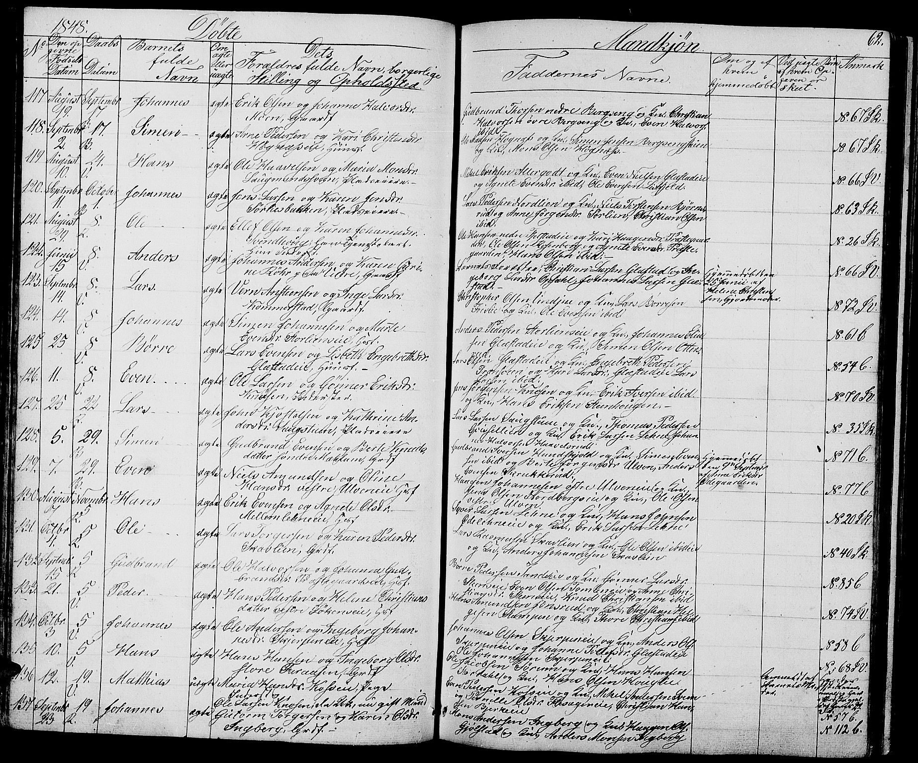 Ringsaker prestekontor, AV/SAH-PREST-014/L/La/L0005: Parish register (copy) no. 5, 1839-1850, p. 62