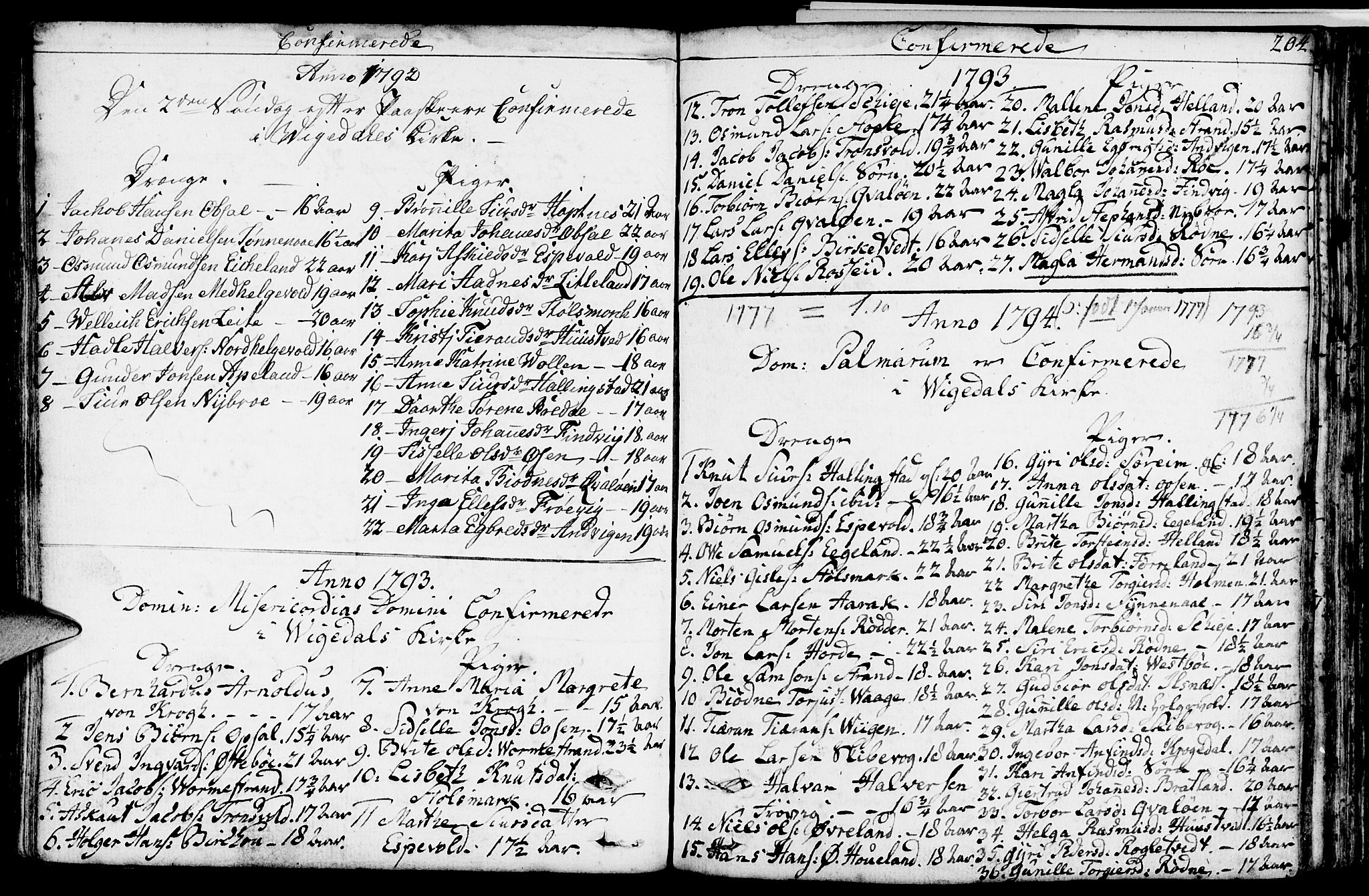Vikedal sokneprestkontor, SAST/A-101840/01/IV: Parish register (official) no. A 2, 1779-1817, p. 204