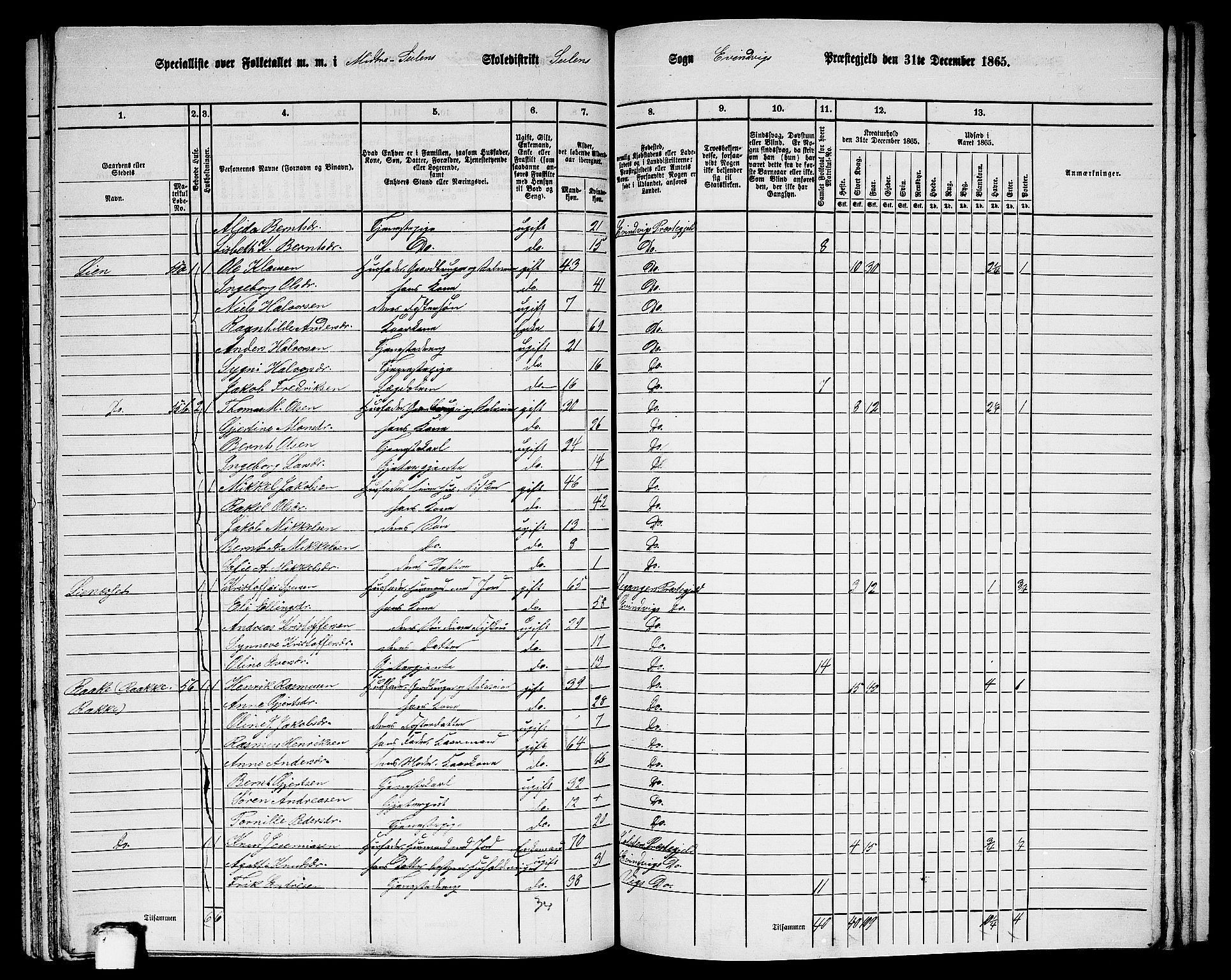 RA, 1865 census for Eivindvik, 1865, p. 169