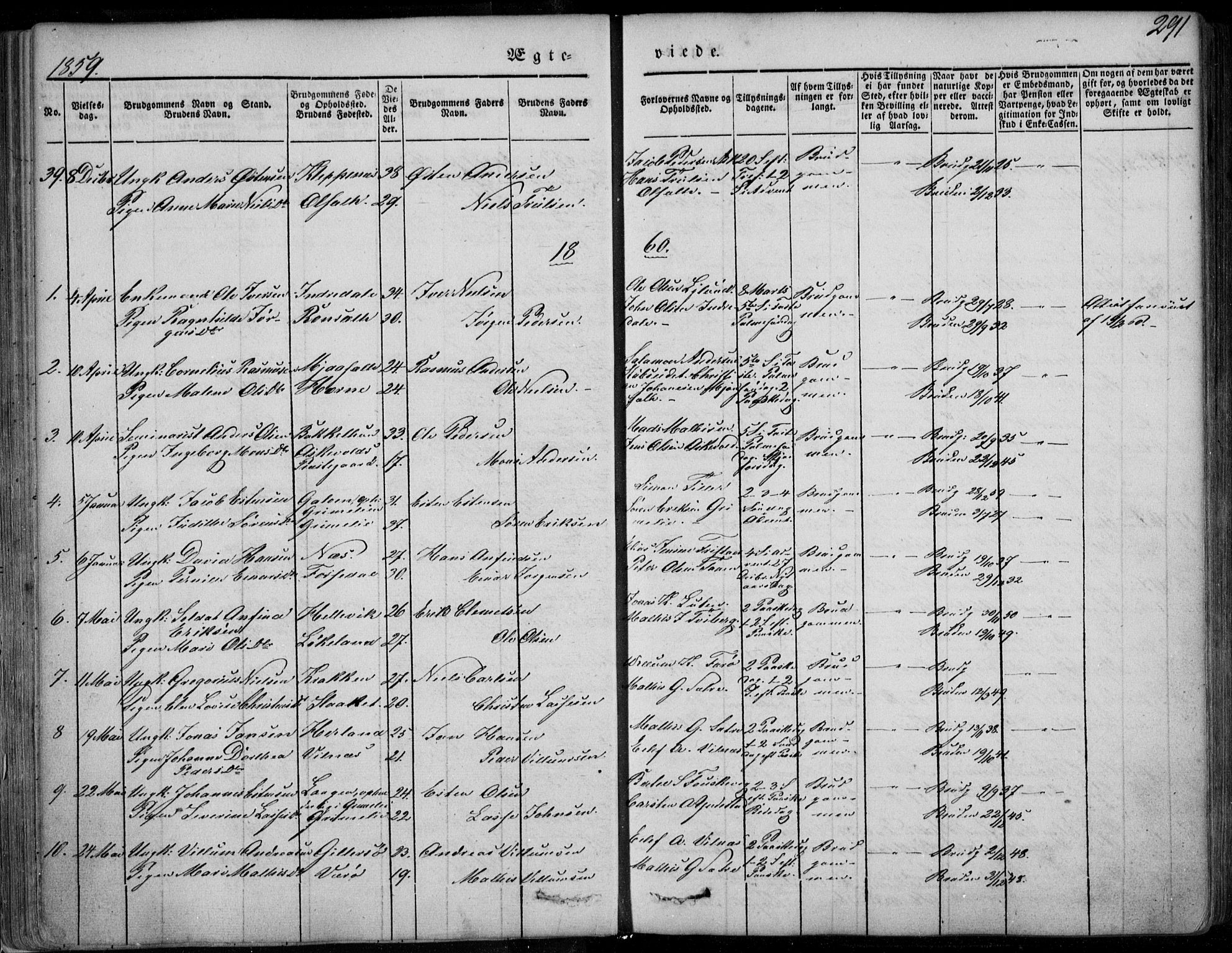 Askvoll sokneprestembete, AV/SAB-A-79501/H/Haa/Haaa/L0011/0002: Parish register (official) no. A 11 II, 1845-1878, p. 291