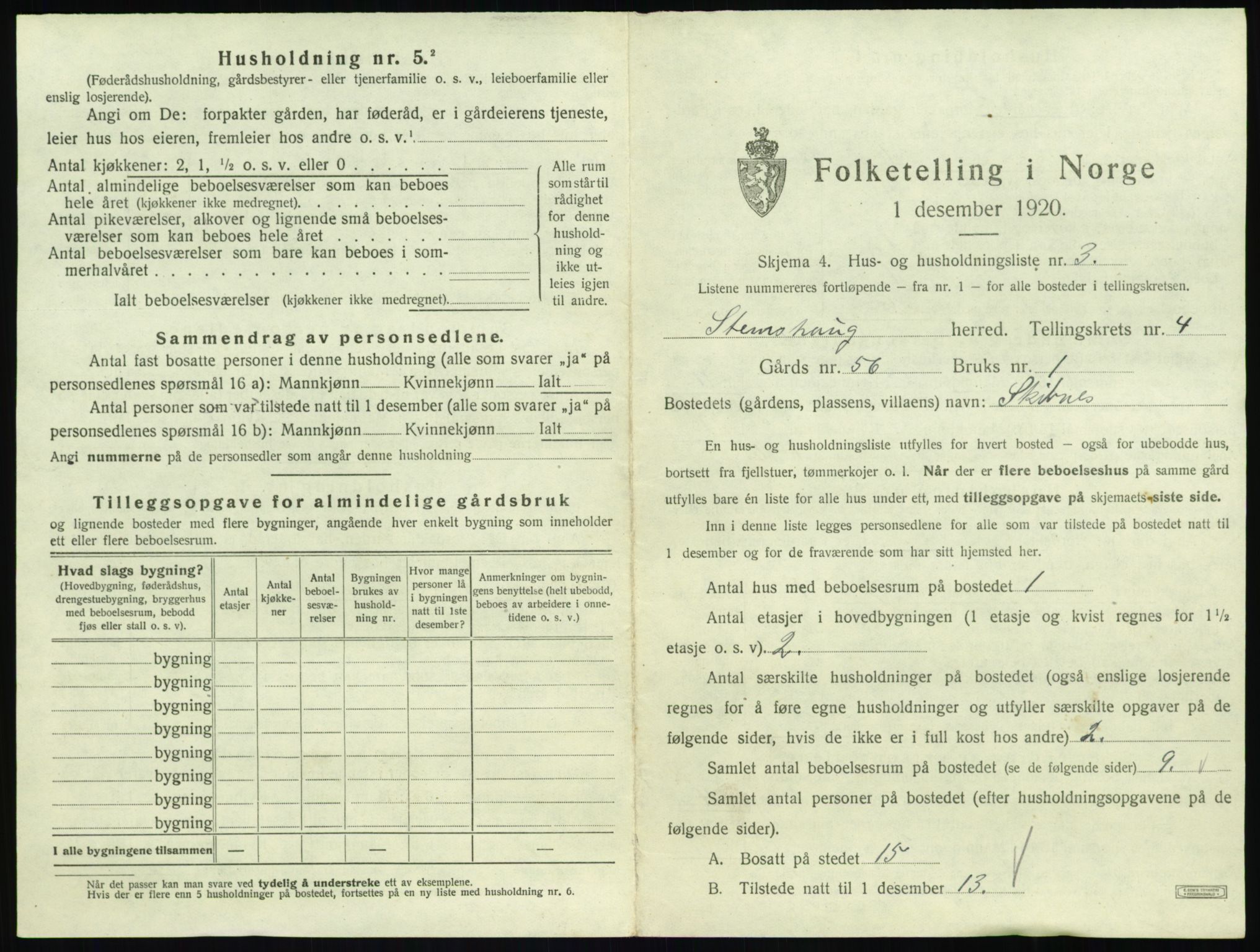 SAT, 1920 census for Stemshaug, 1920, p. 242