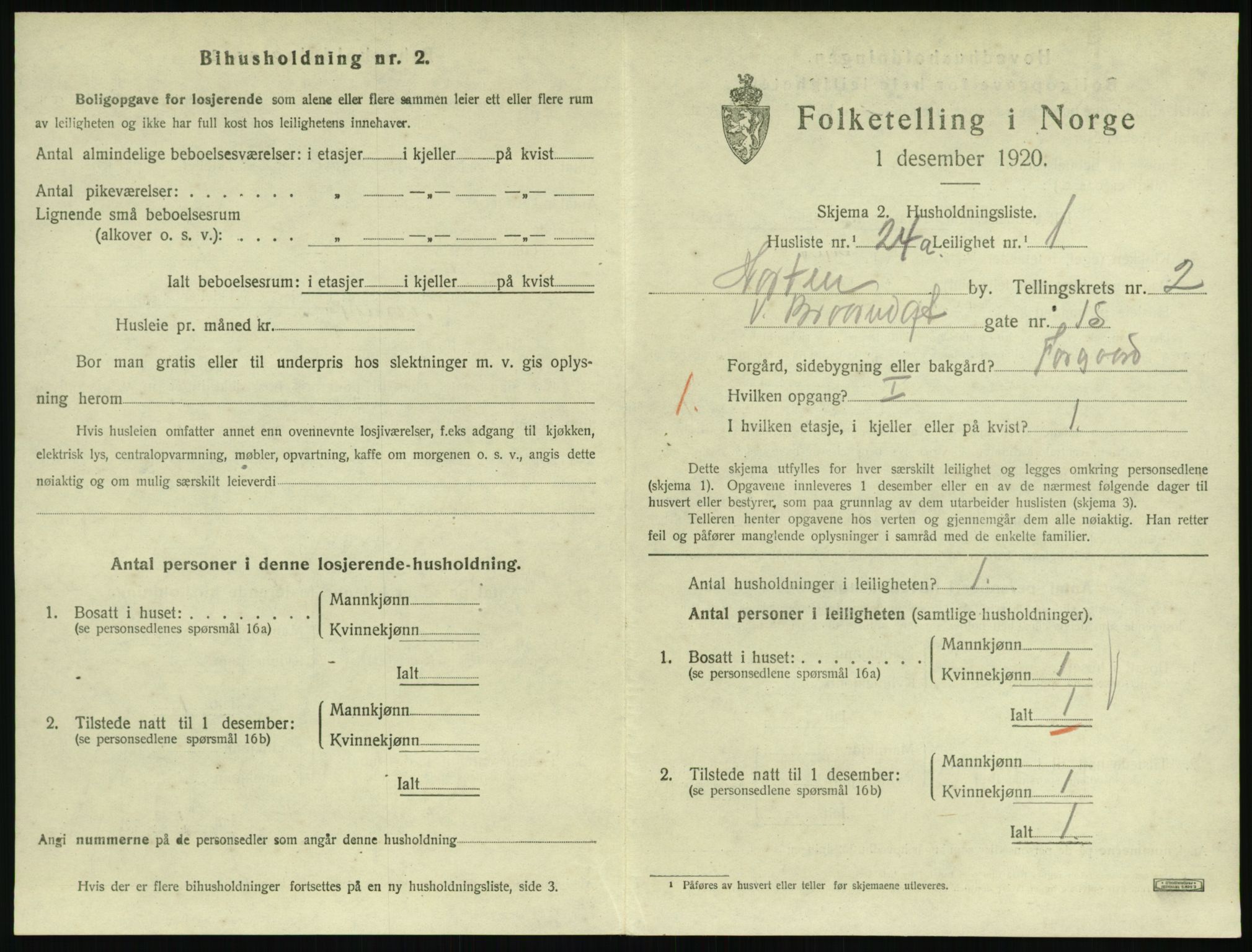 SAKO, 1920 census for Horten, 1920, p. 3377