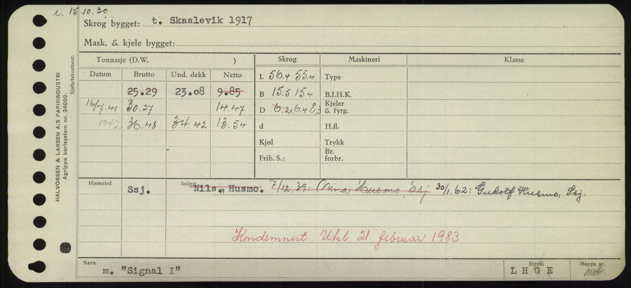 Sjøfartsdirektoratet med forløpere, Skipsmålingen, RA/S-1627/H/Hd/L0033: Fartøy, Sevi-Sjø, p. 75