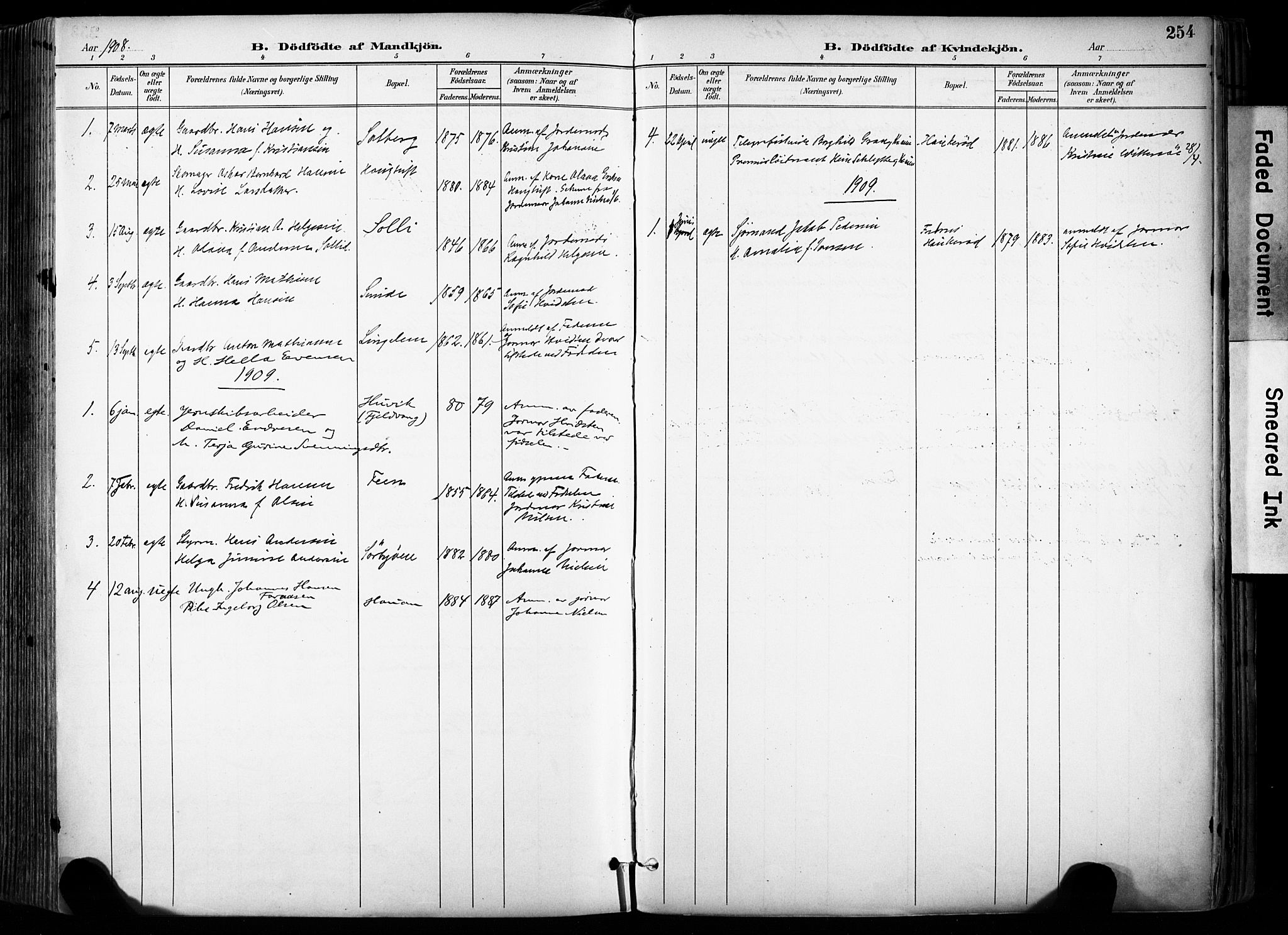 Sandar kirkebøker, SAKO/A-243/F/Fa/L0014: Parish register (official) no. 14, 1896-1909, p. 254