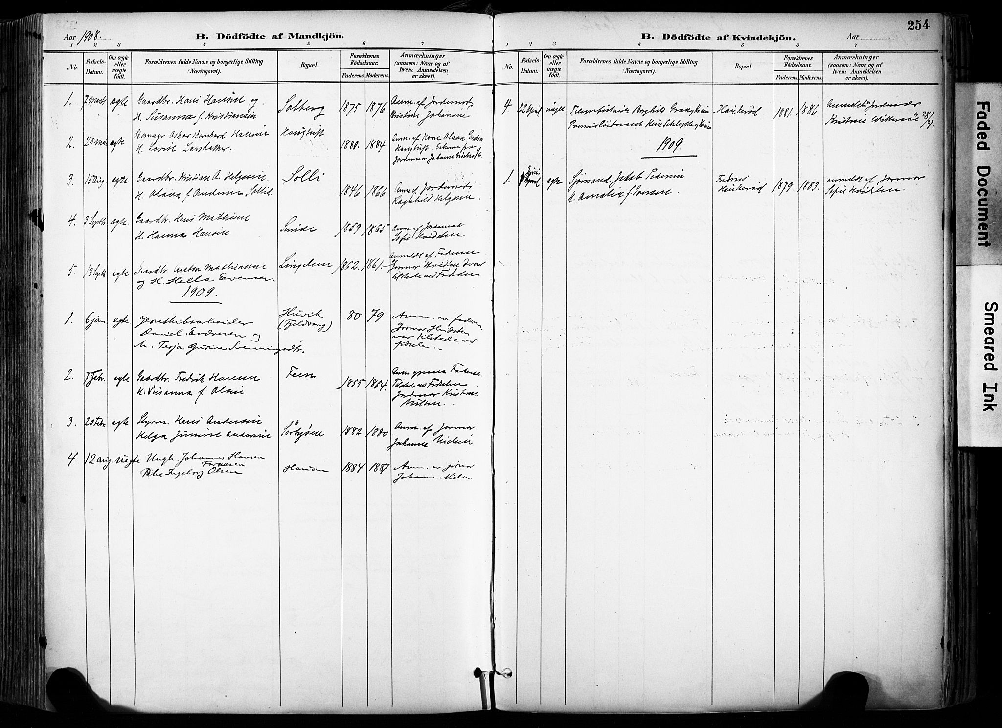 Sandar kirkebøker, AV/SAKO-A-243/F/Fa/L0014: Parish register (official) no. 14, 1896-1909, p. 254