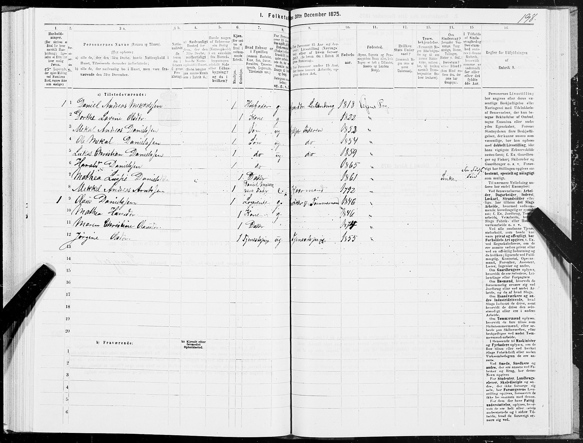 SAT, 1875 census for 1824L Vefsn/Vefsn, 1875, p. 1198