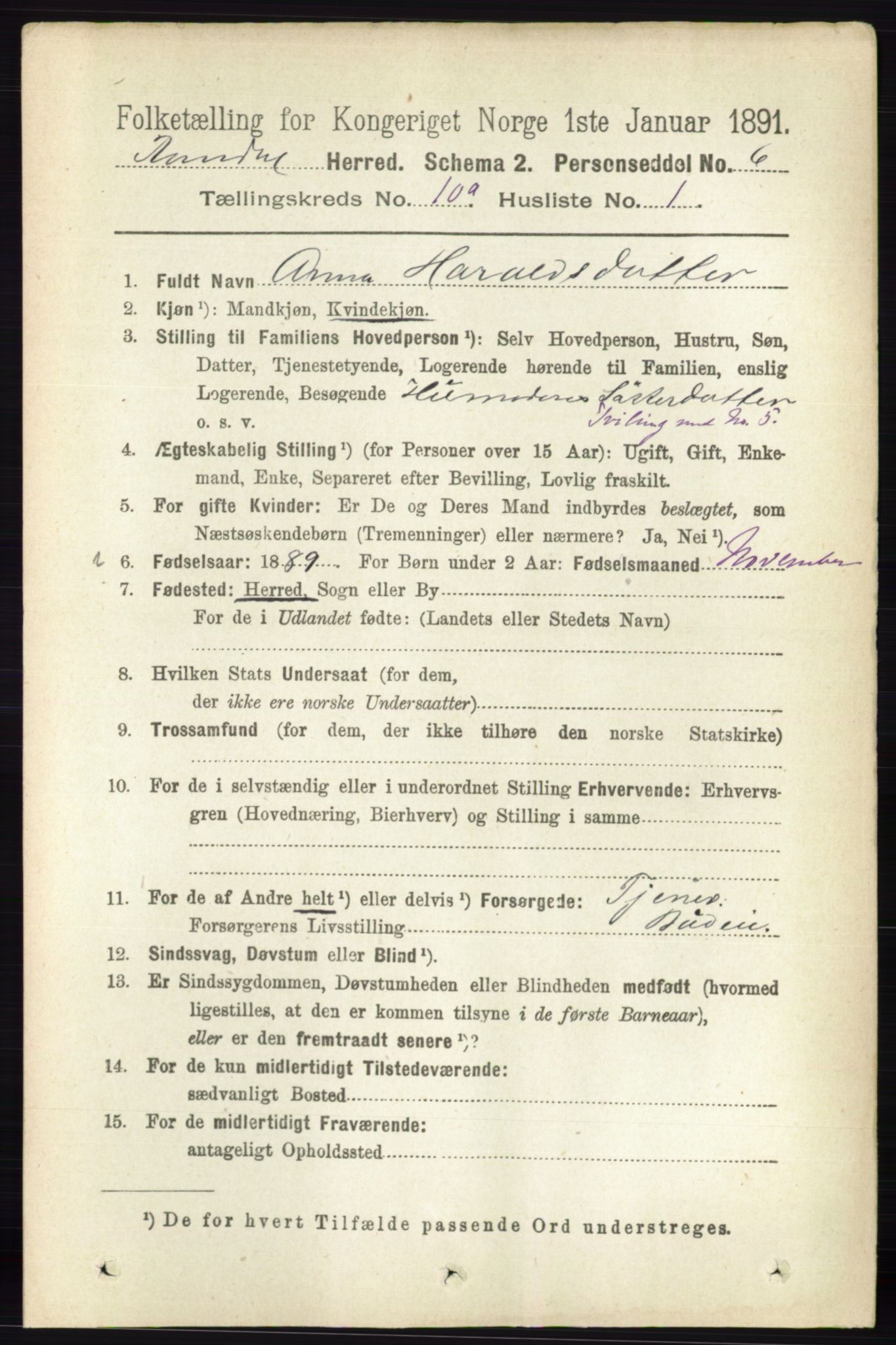 RA, 1891 census for 0416 Romedal, 1891, p. 4816