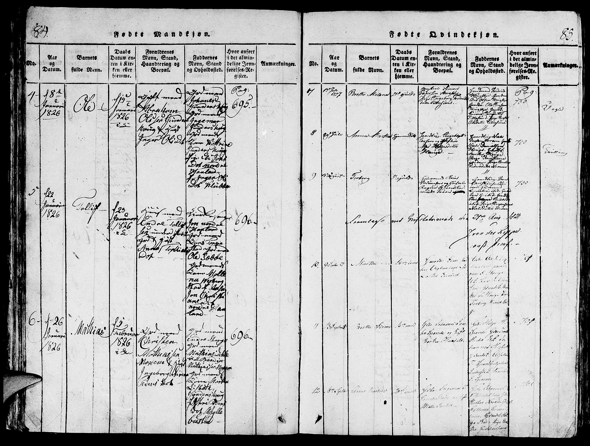 Torvastad sokneprestkontor, AV/SAST-A -101857/H/Ha/Hab/L0001: Parish register (copy) no. B 1 /1, 1817-1835, p. 84-85