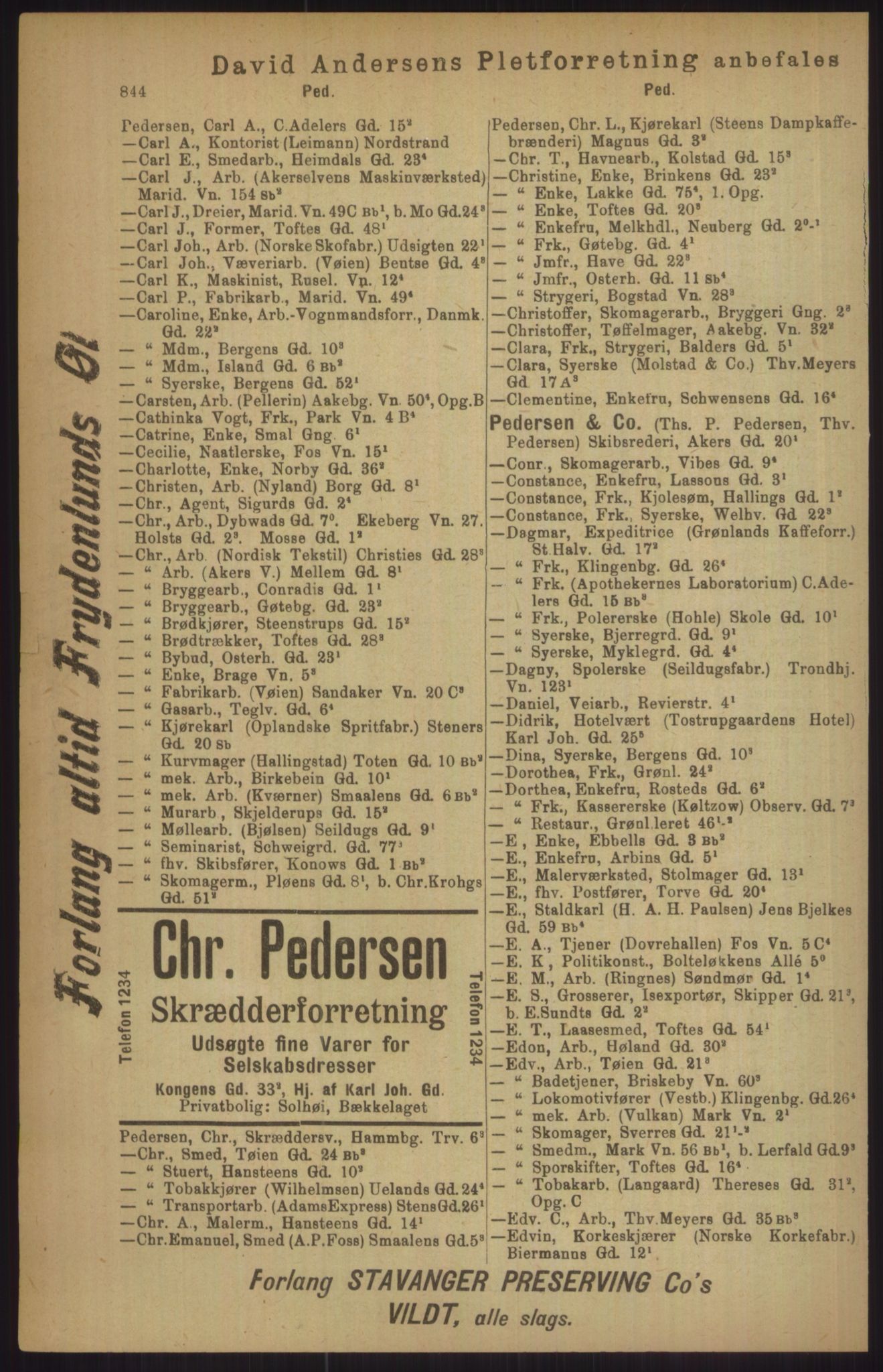 Kristiania/Oslo adressebok, PUBL/-, 1911, p. 844