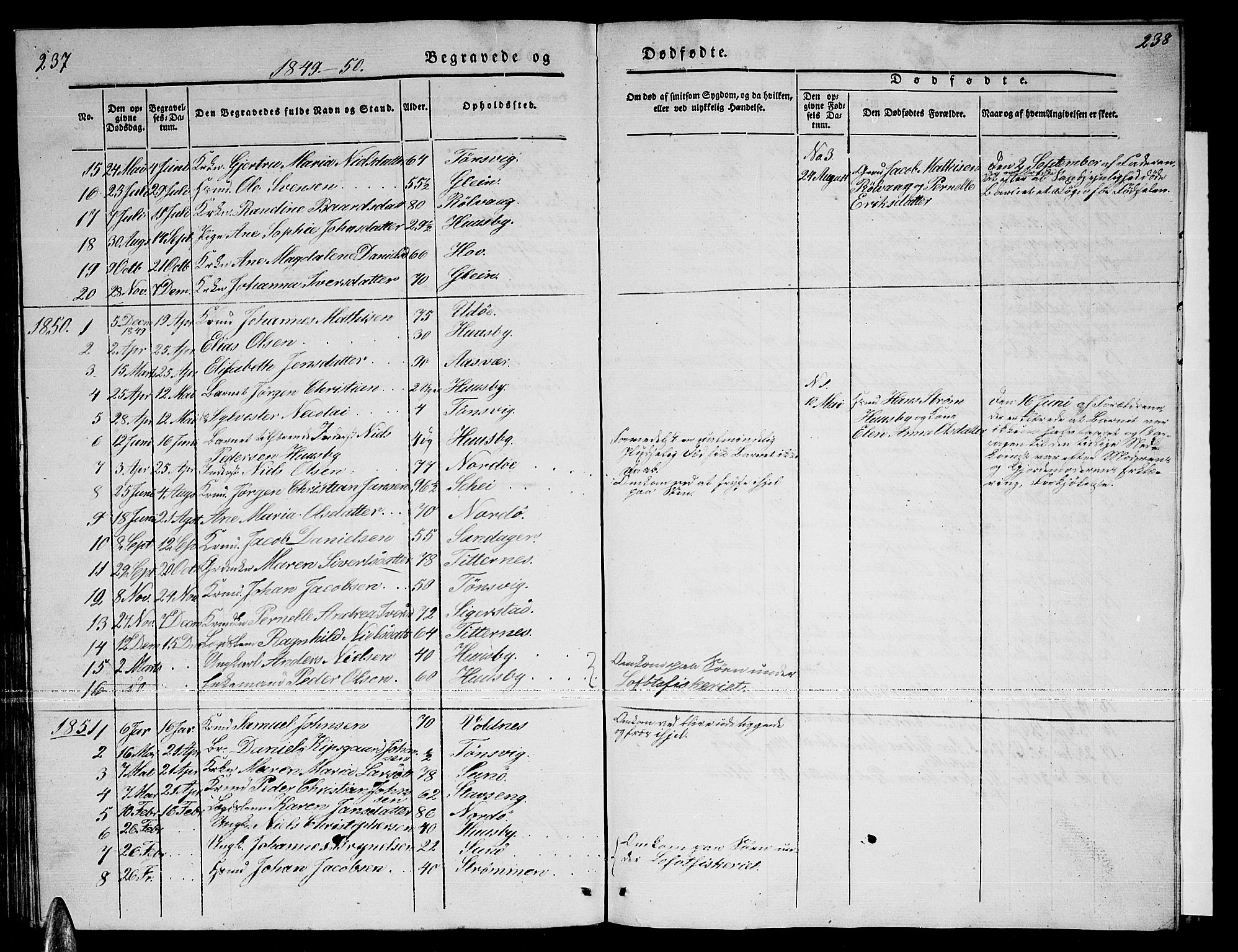 Ministerialprotokoller, klokkerbøker og fødselsregistre - Nordland, SAT/A-1459/835/L0530: Parish register (copy) no. 835C02, 1842-1865, p. 237-238