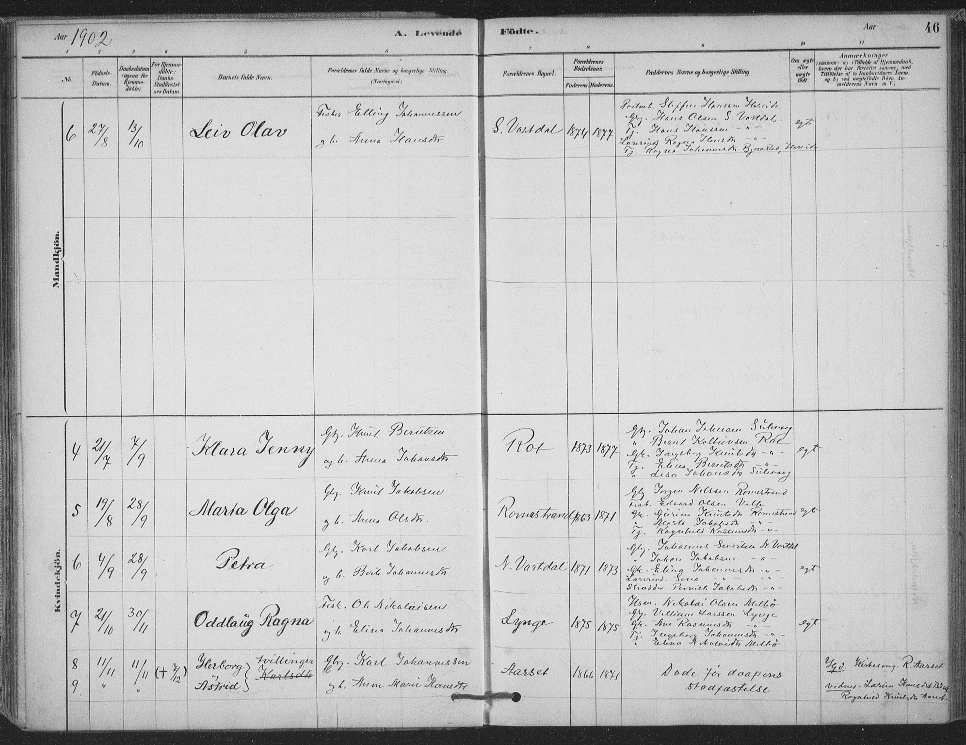 Ministerialprotokoller, klokkerbøker og fødselsregistre - Møre og Romsdal, AV/SAT-A-1454/514/L0199: Parish register (official) no. 514A01, 1878-1912, p. 46