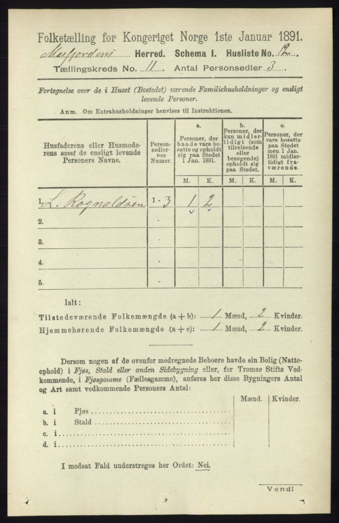 RA, 1891 census for 1266 Masfjorden, 1891, p. 2254
