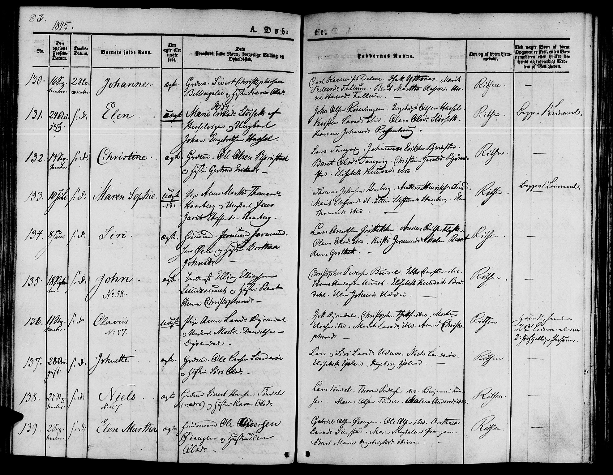 Ministerialprotokoller, klokkerbøker og fødselsregistre - Sør-Trøndelag, SAT/A-1456/646/L0610: Parish register (official) no. 646A08, 1837-1847, p. 83