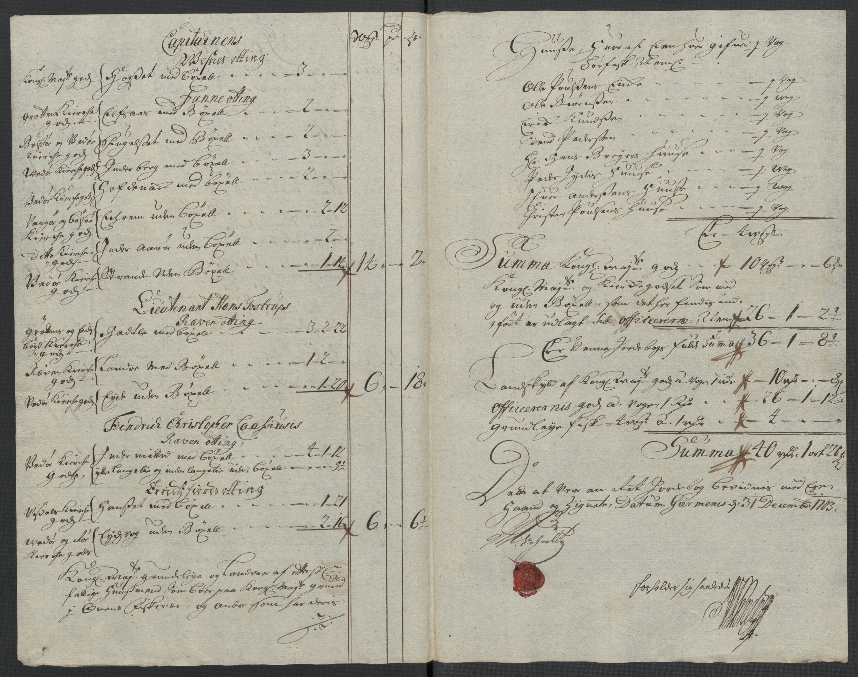 Rentekammeret inntil 1814, Reviderte regnskaper, Fogderegnskap, AV/RA-EA-4092/R55/L3656: Fogderegnskap Romsdal, 1703-1705, p. 95