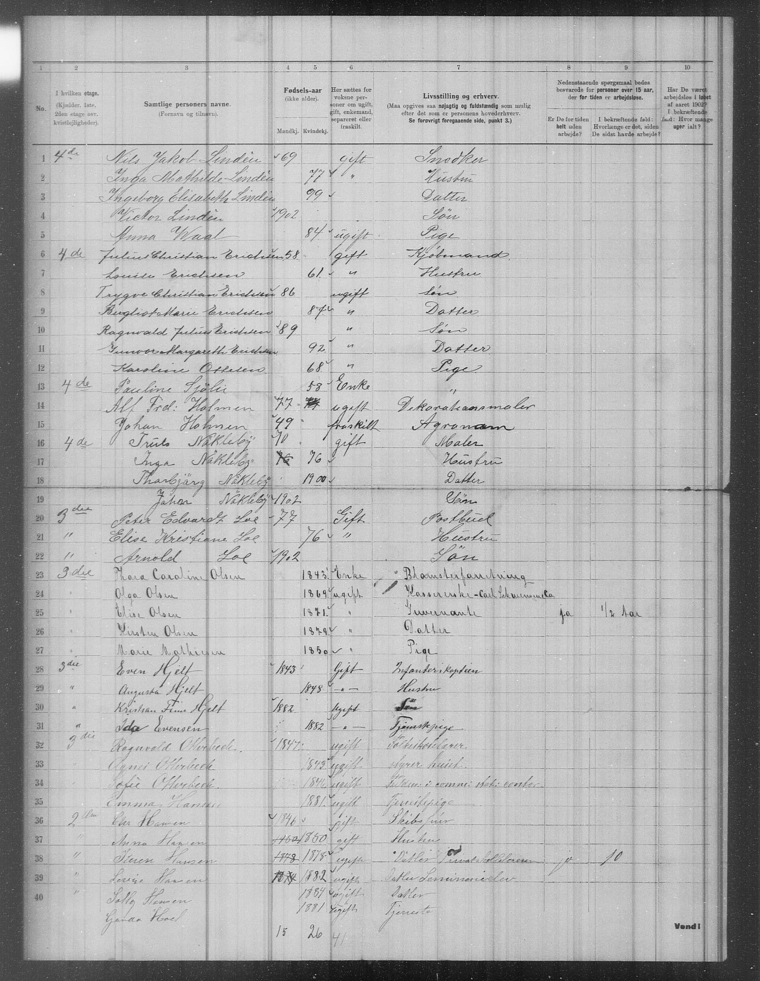 OBA, Municipal Census 1902 for Kristiania, 1902, p. 2513