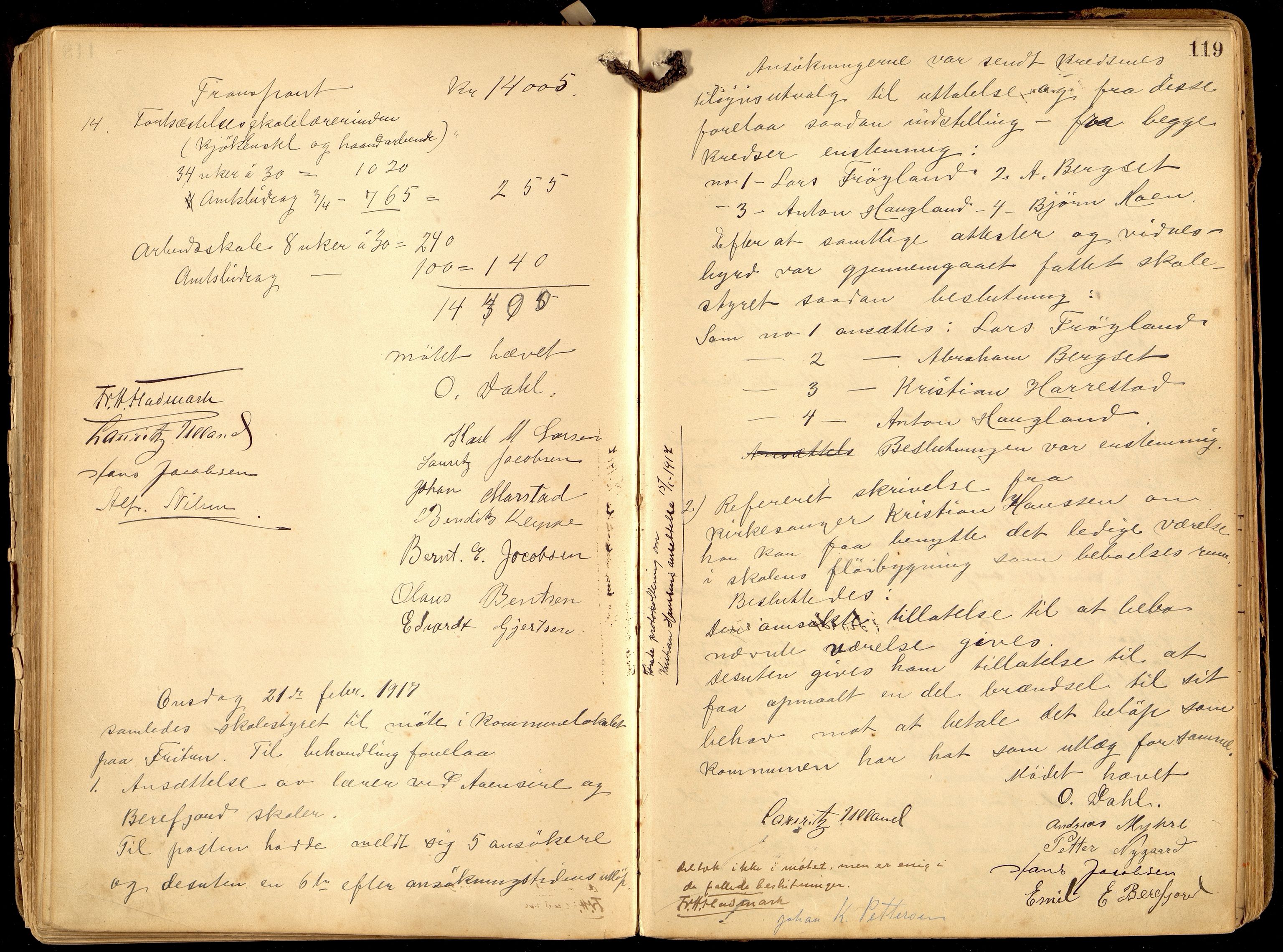 Hidra kommune - Skolestyret, ARKSOR/1004HI510/A/L0002: Møtebok, 1900-1932, p. 118b-119a
