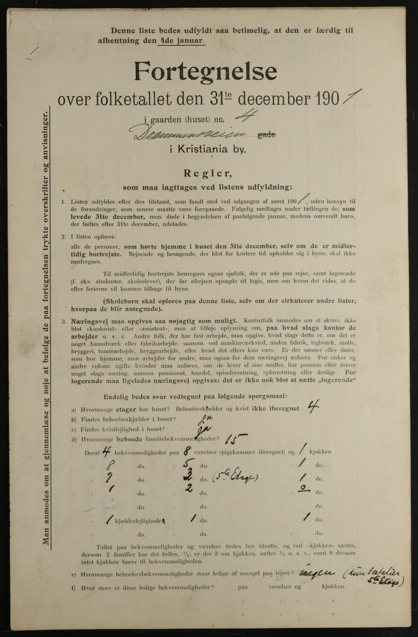 OBA, Municipal Census 1901 for Kristiania, 1901, p. 2636