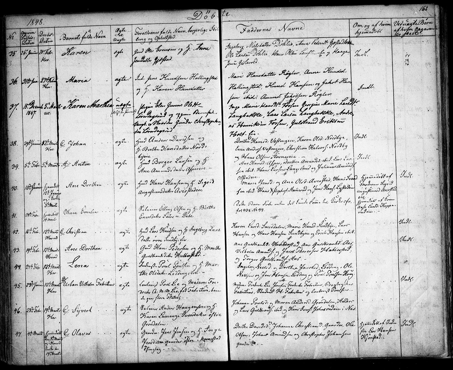 Ullensaker prestekontor Kirkebøker, SAO/A-10236a/F/Fa/L0014.a: Parish register (official) no. I 14A, 1836-1850, p. 162